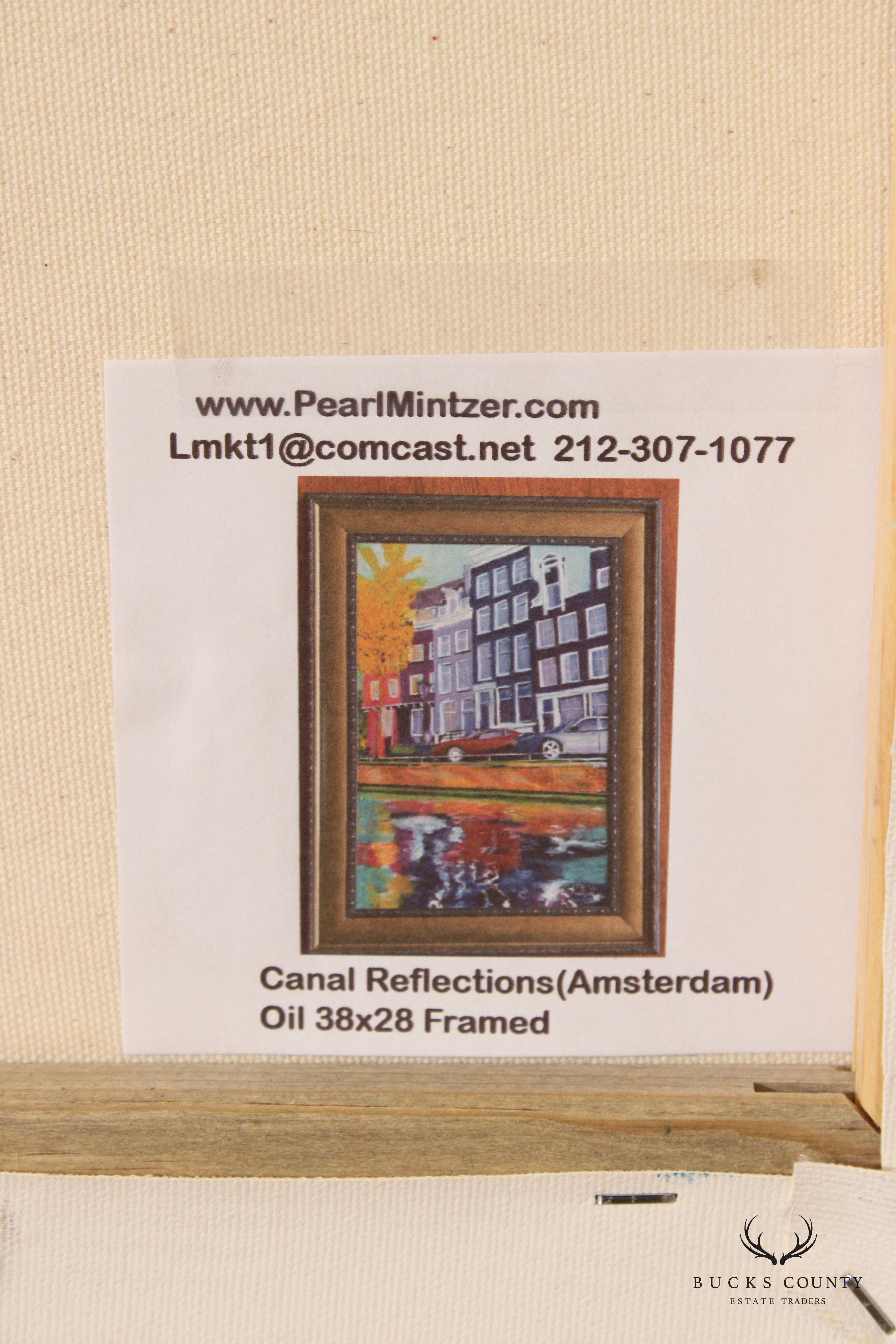 Pearl Mintzer 'Canal Reflections Amsterdam' Original Oil Painting