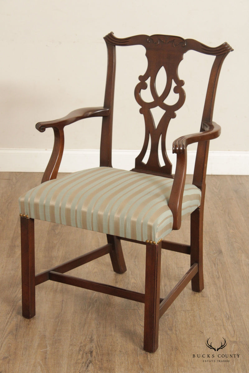 Kittinger Chippendale Style Set Eight Mahogany Dining Chairs