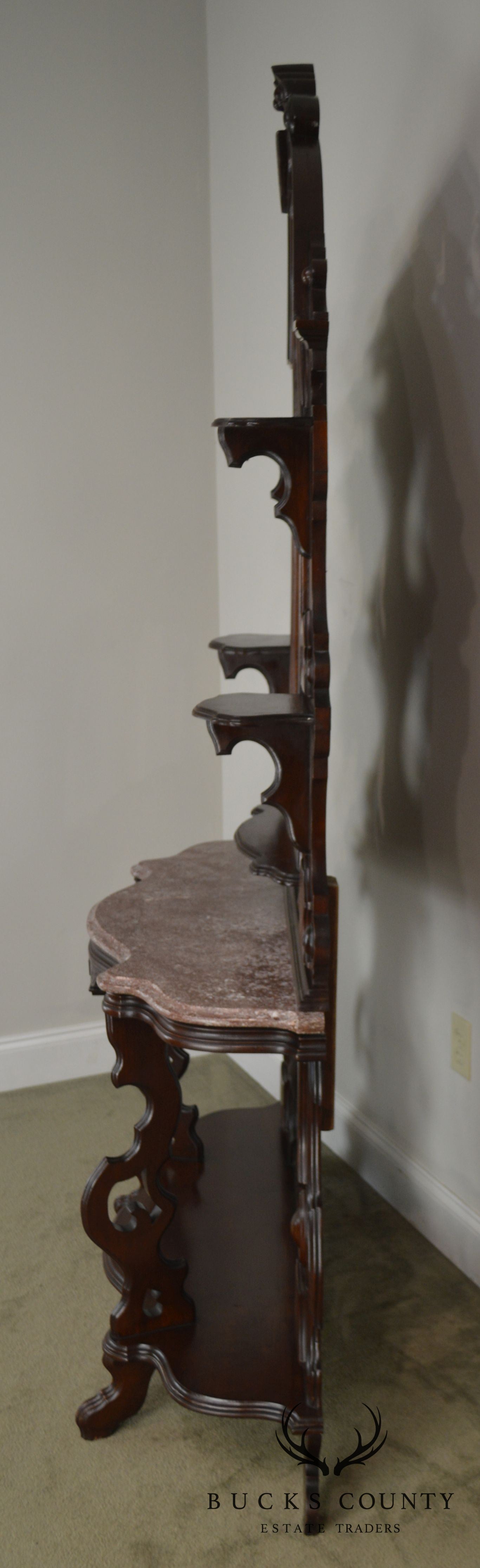 Antique Victorian Walnut Marble Top Console with Mirror