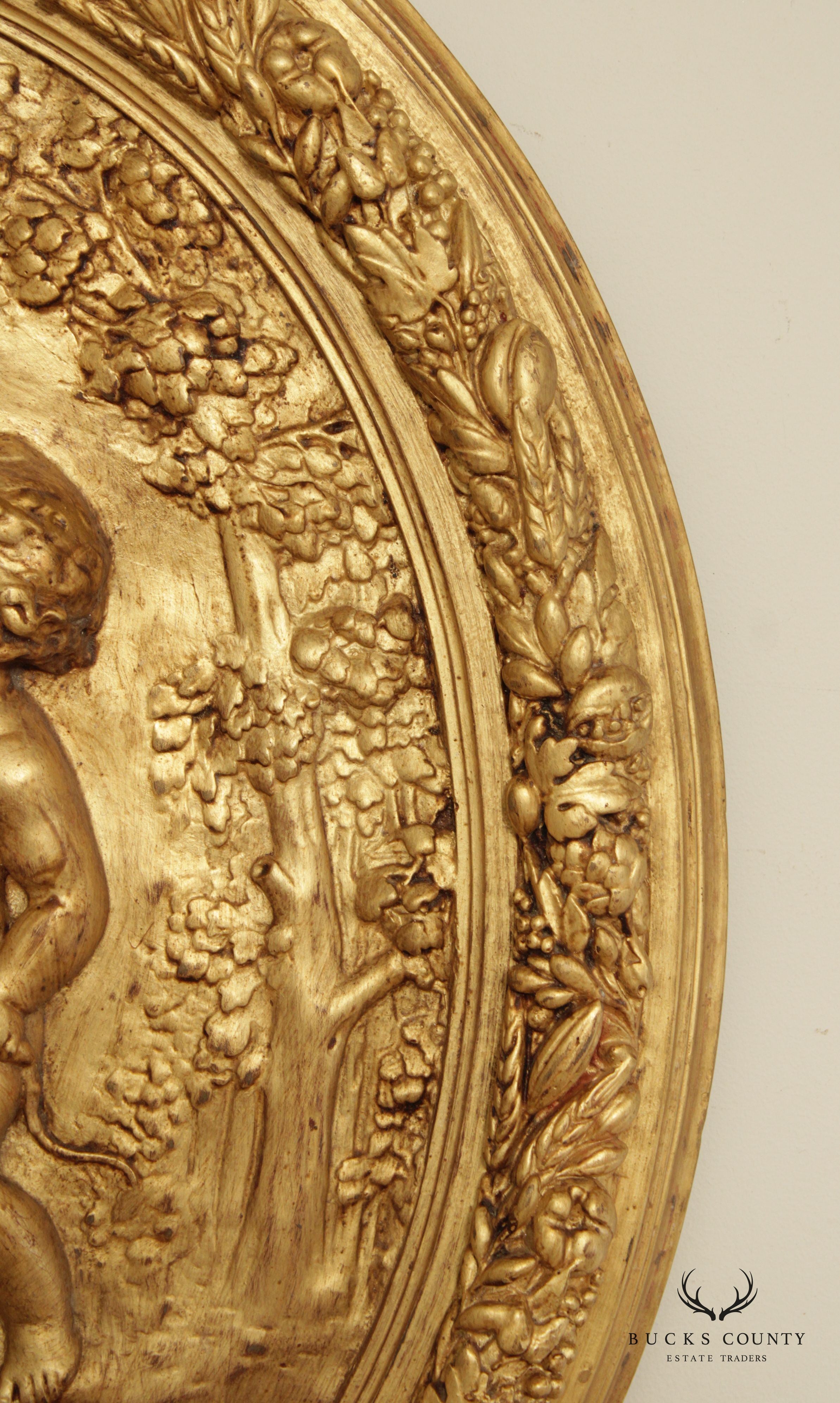 Renaissance Revival Style Cherub Carved Gilt Wall Plaque