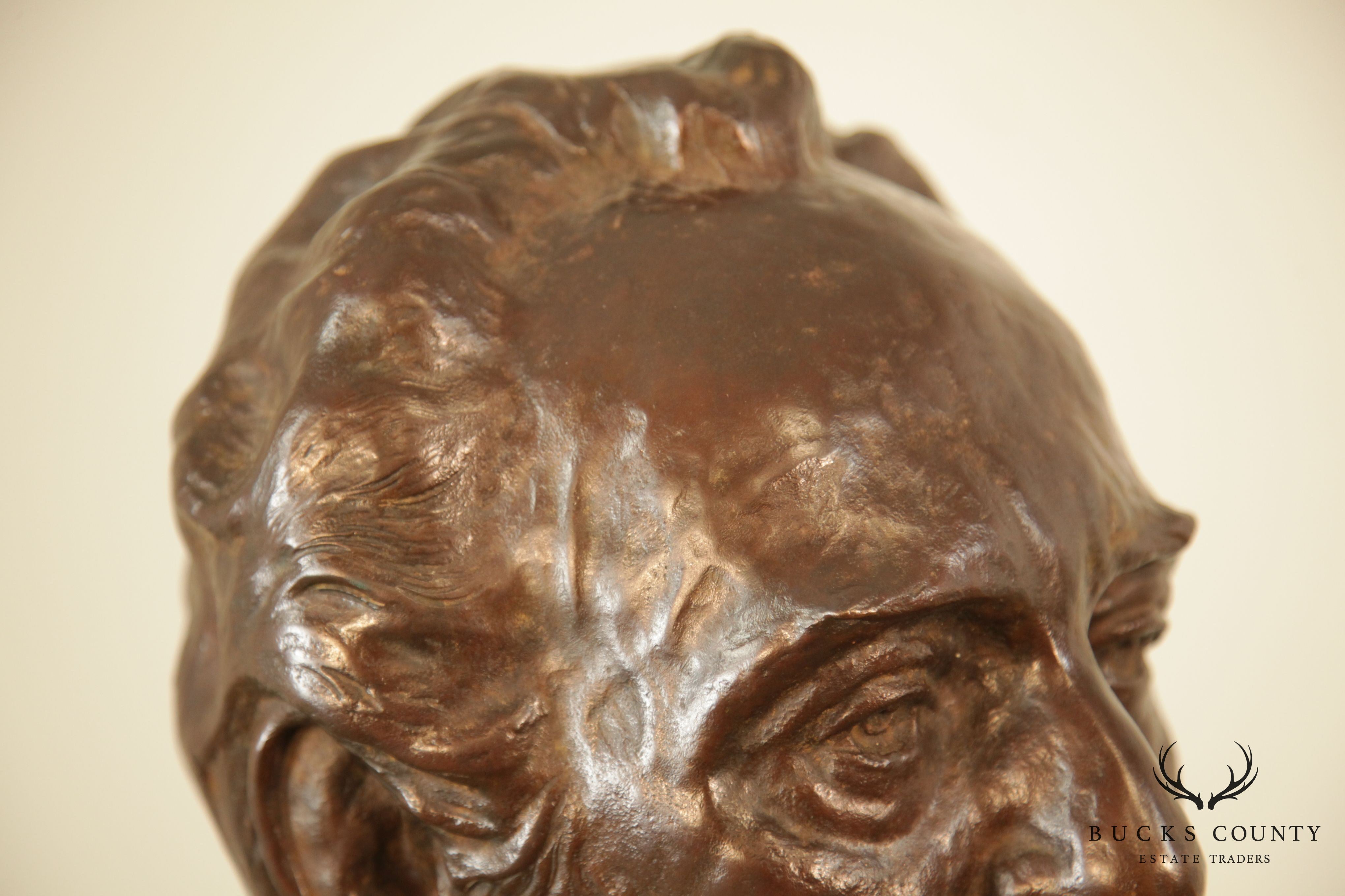 Lawrence Ludtke 1980s Bronze Bust Portrait