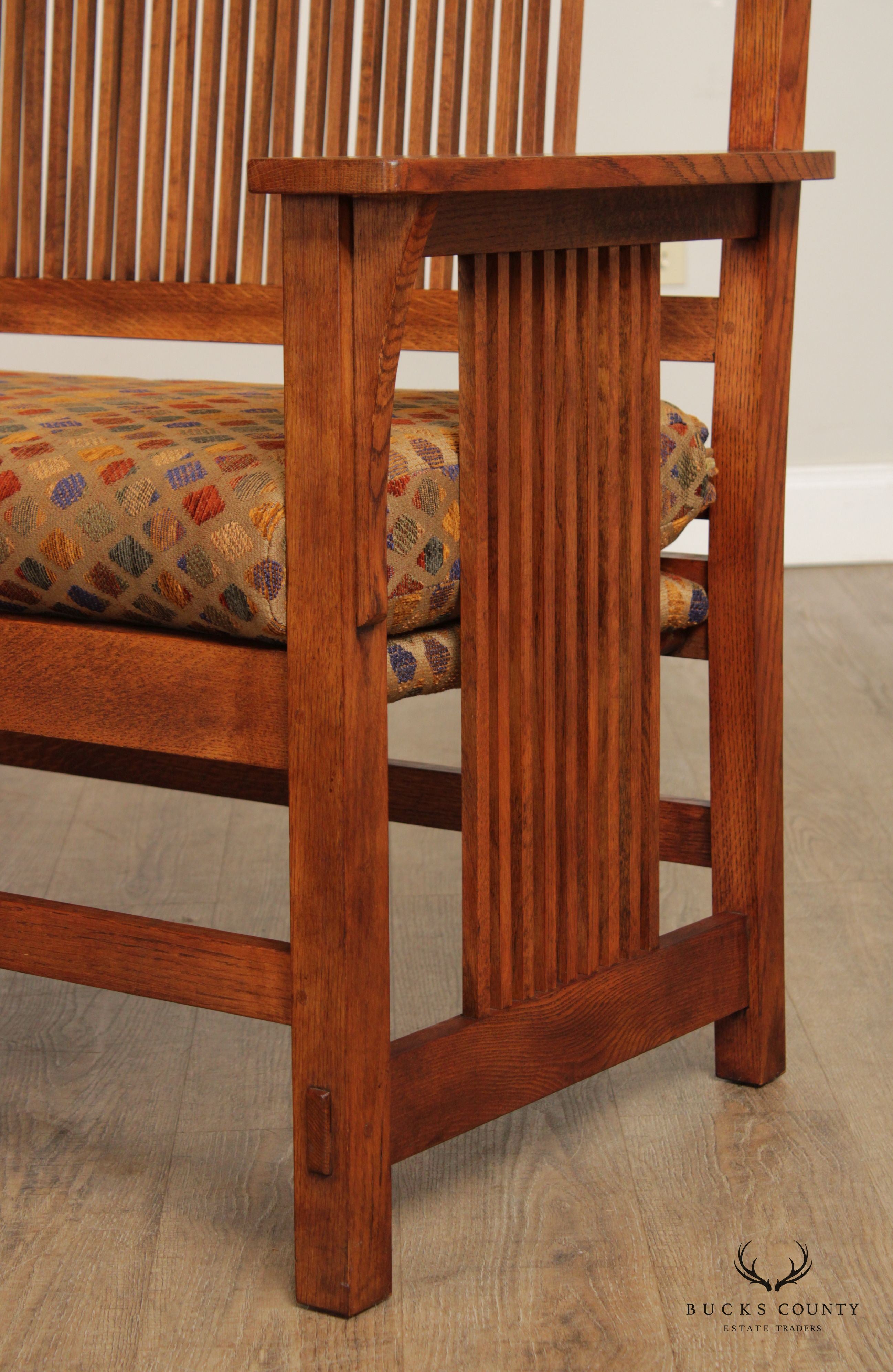 Stickley Mission Collection Oak Spindle Settee