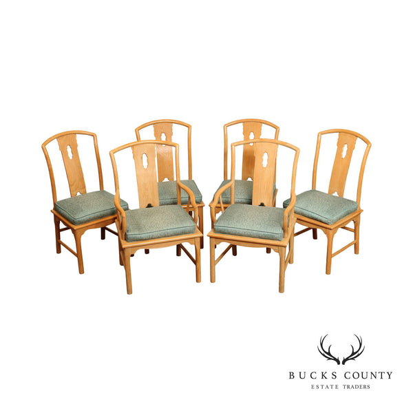 Asian Inspired Vintage Set of Six Dining Chairs