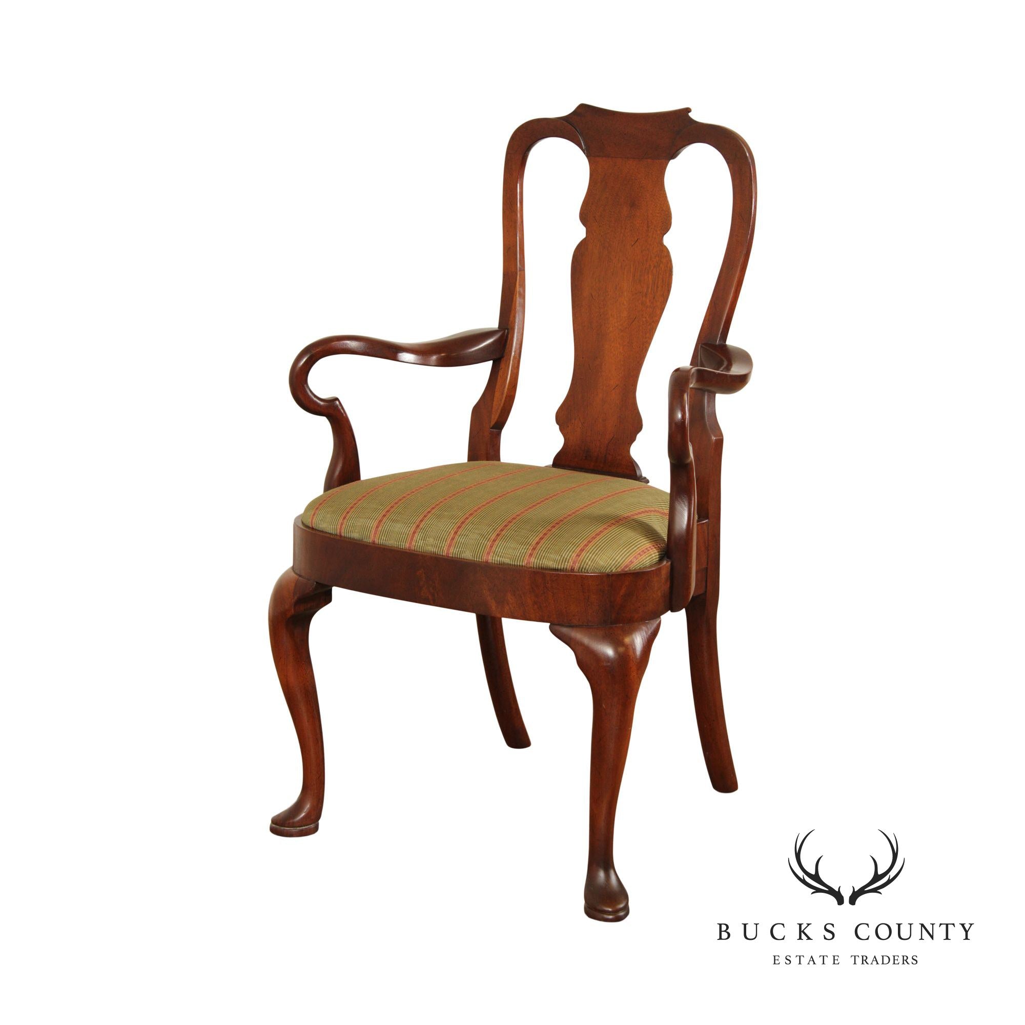 Hickory Chair Queen Anne Style Mahogany Shepard's Crook Armchair