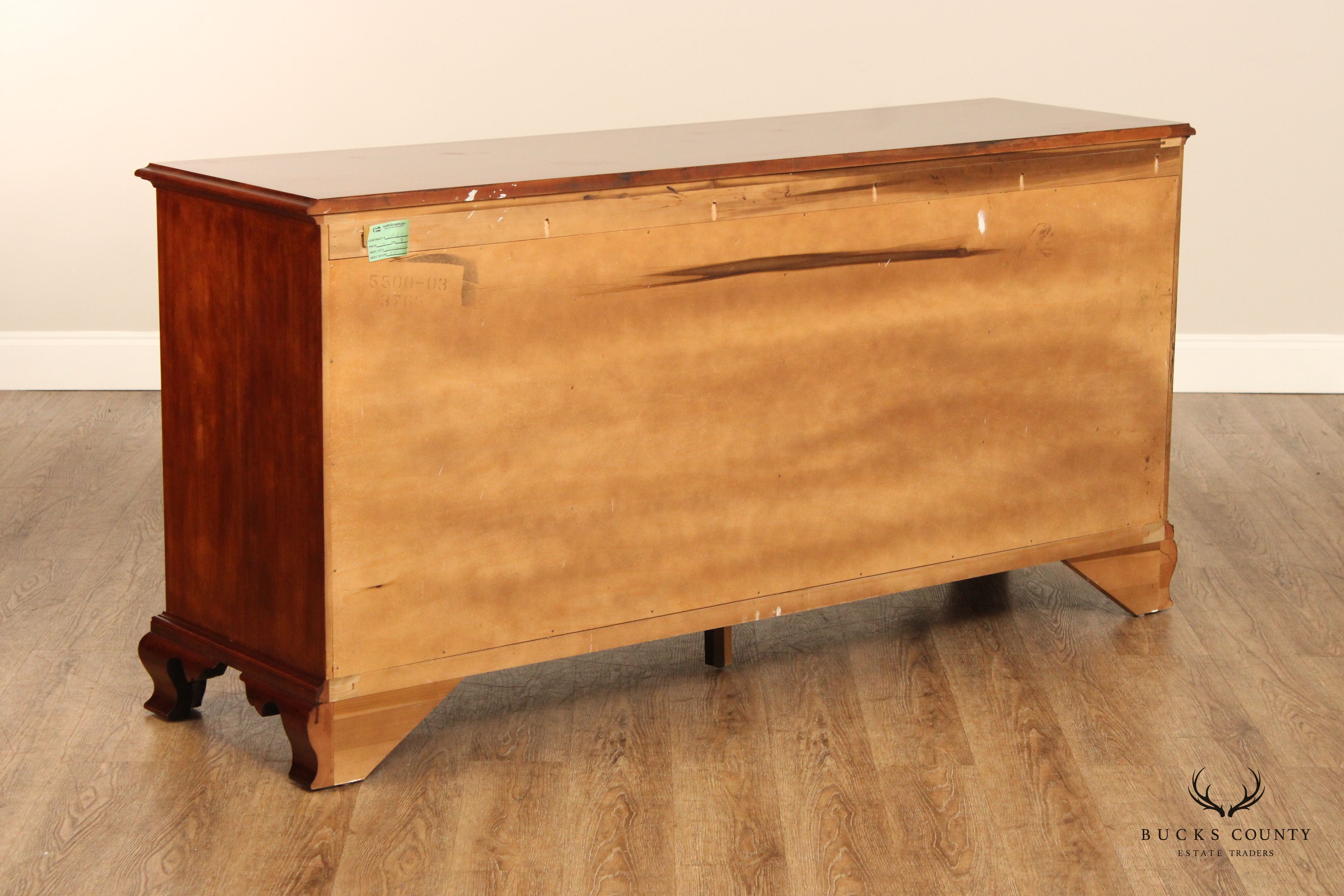 Henredon 'Salem' Chippendale Style Cherry Long Chest of Drawers