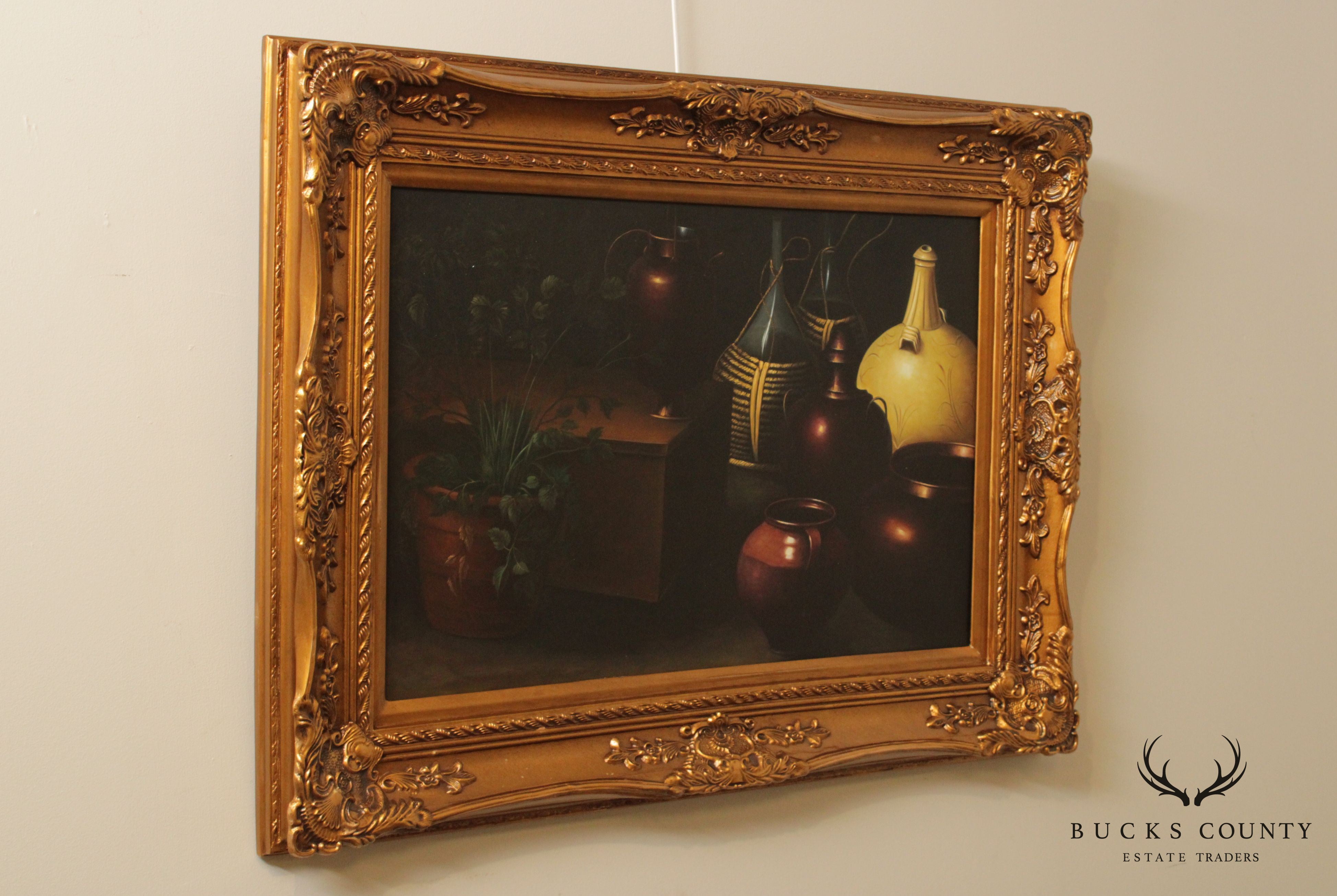 Graceful Art Framed Still Life Oil Painting on Canvas