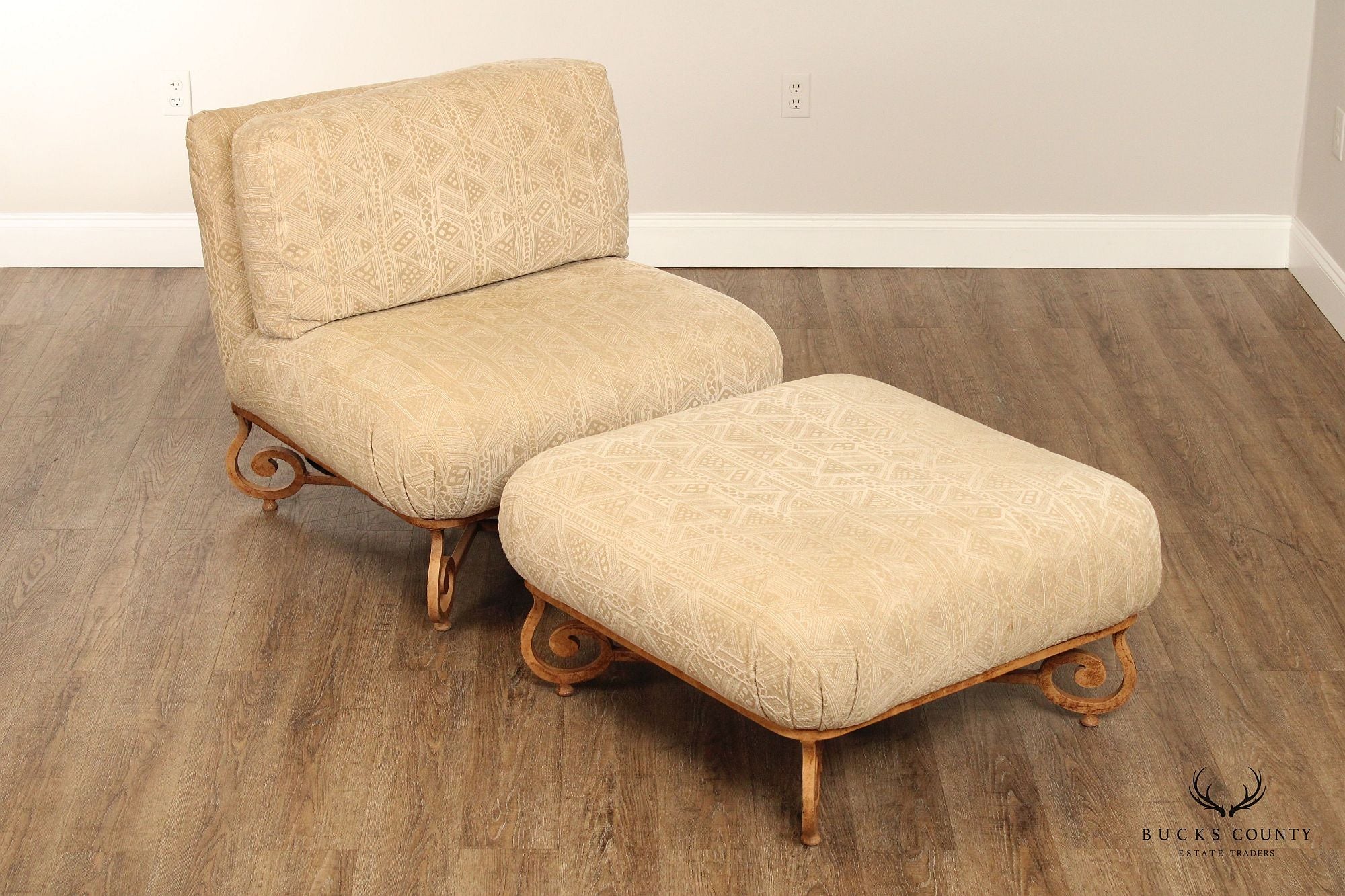 Henredon Hollywood Regency Style Lounge Chair and Ottoman