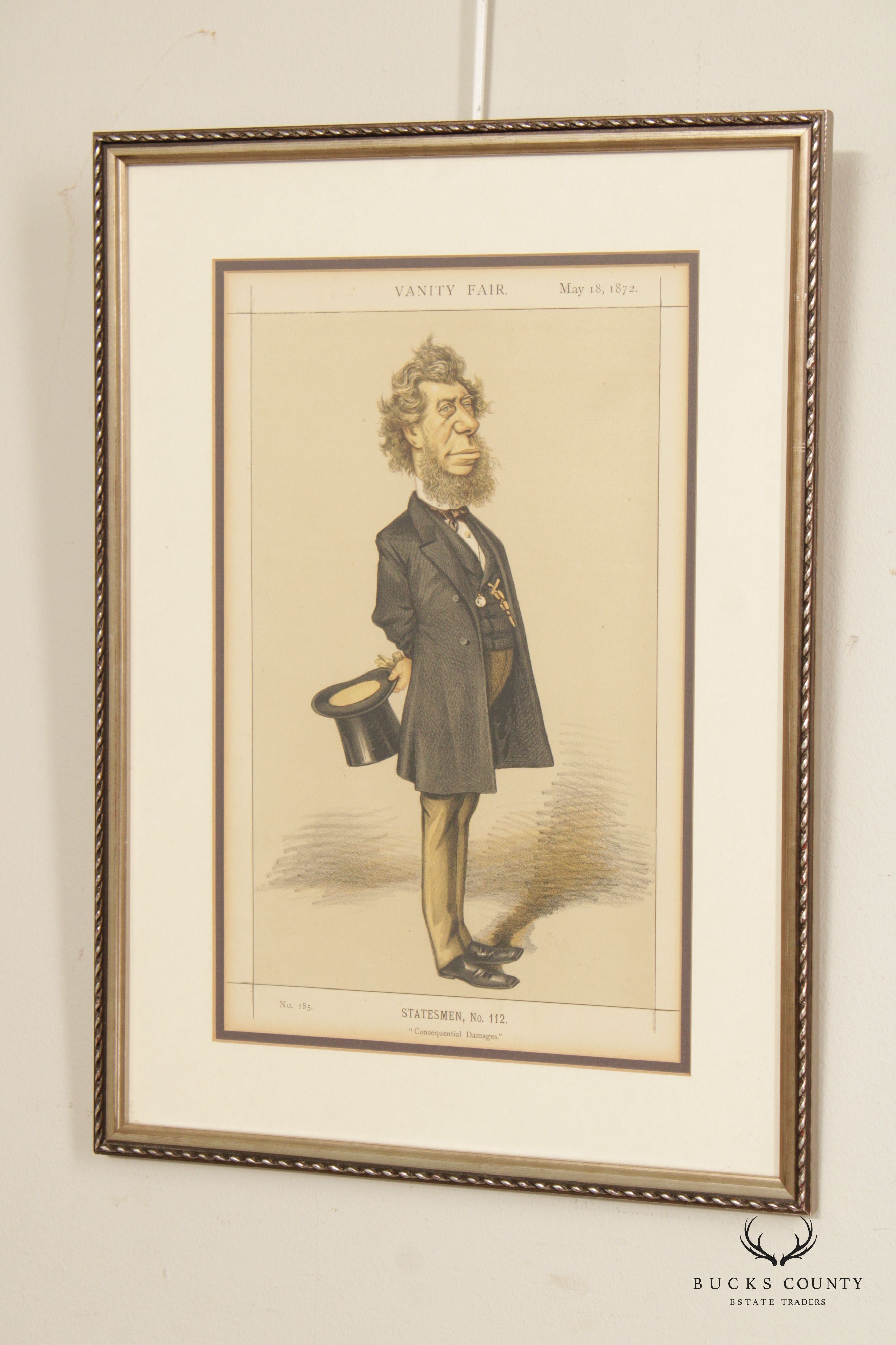 Vanity Fair 'Statemen, No. 112, Consequential Damages' Lithograph, Custom Framed