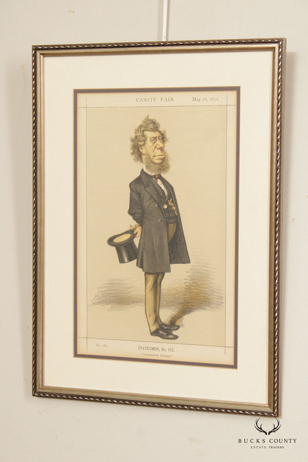 Vanity Fair 'Statemen, No. 112, Consequential Damages' Lithograph, Custom Framed