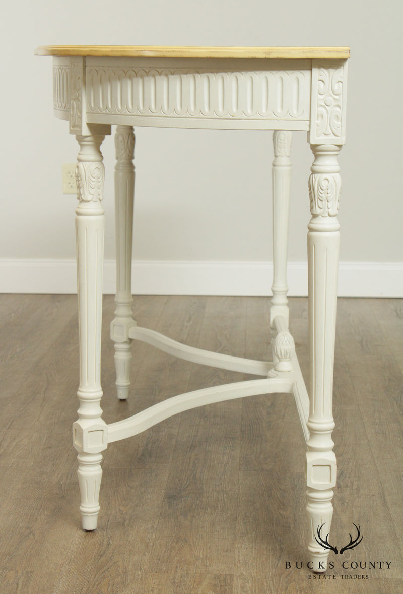 French Louis XVI Style Painted Demilune Console Table (A)