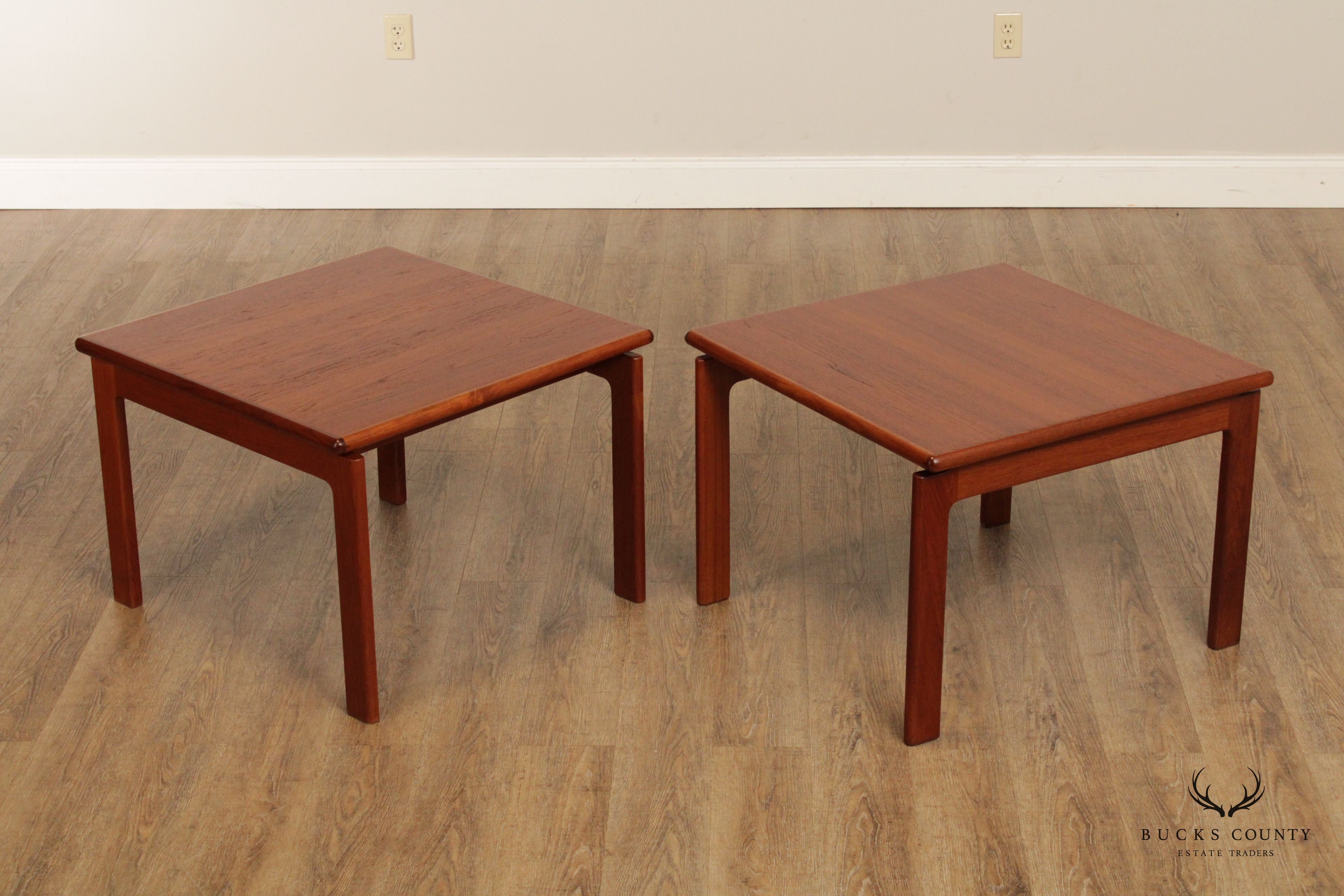 Komfort Danish Modern Pair Teak Square End Tables