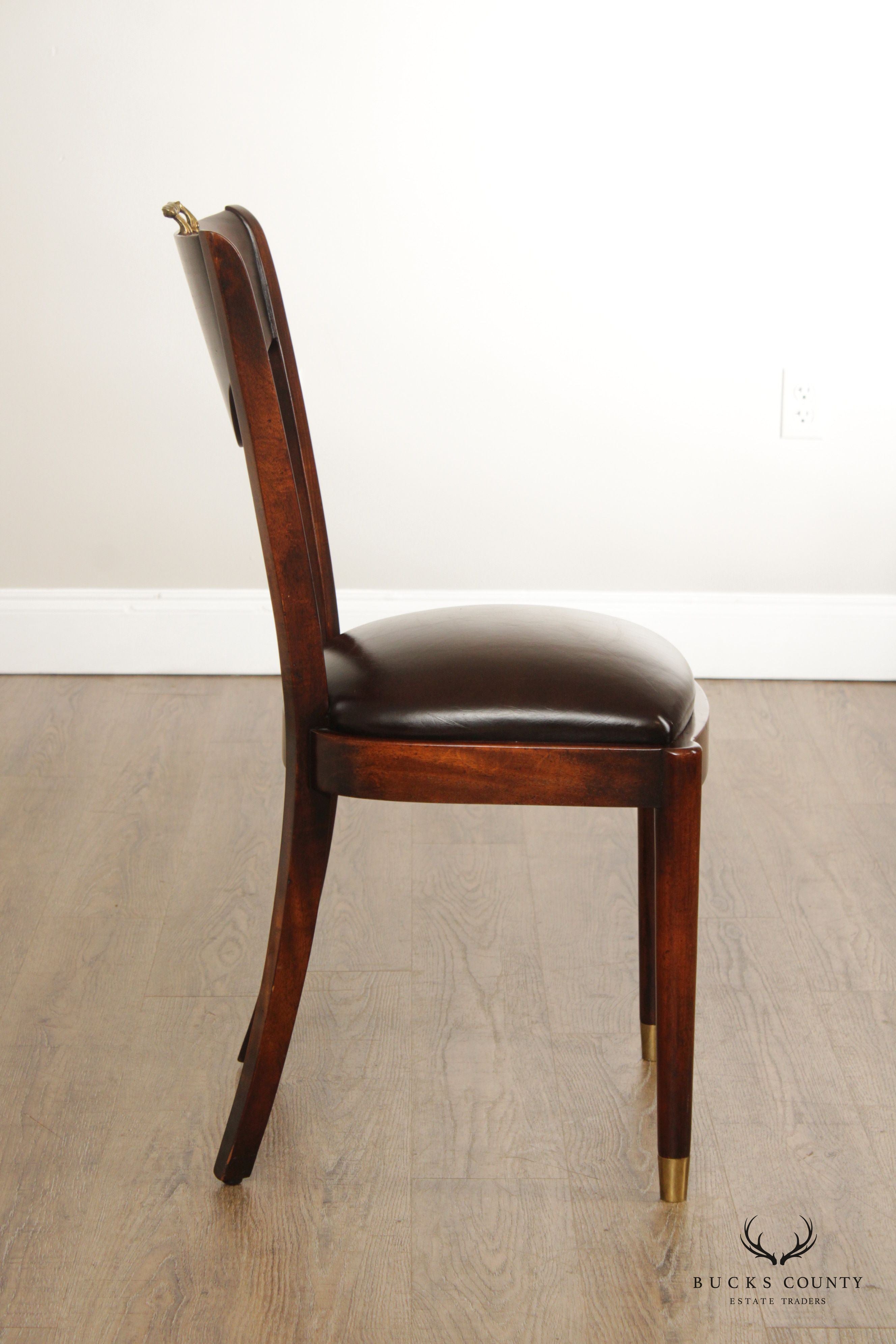 Regency Style Wood and Leather Side Chair