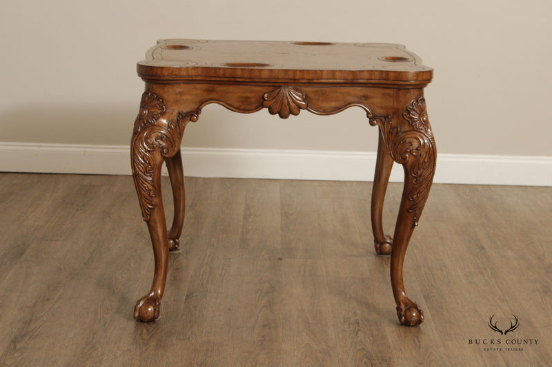 Maitland Smith Chippendale Style Leather Top Card Table