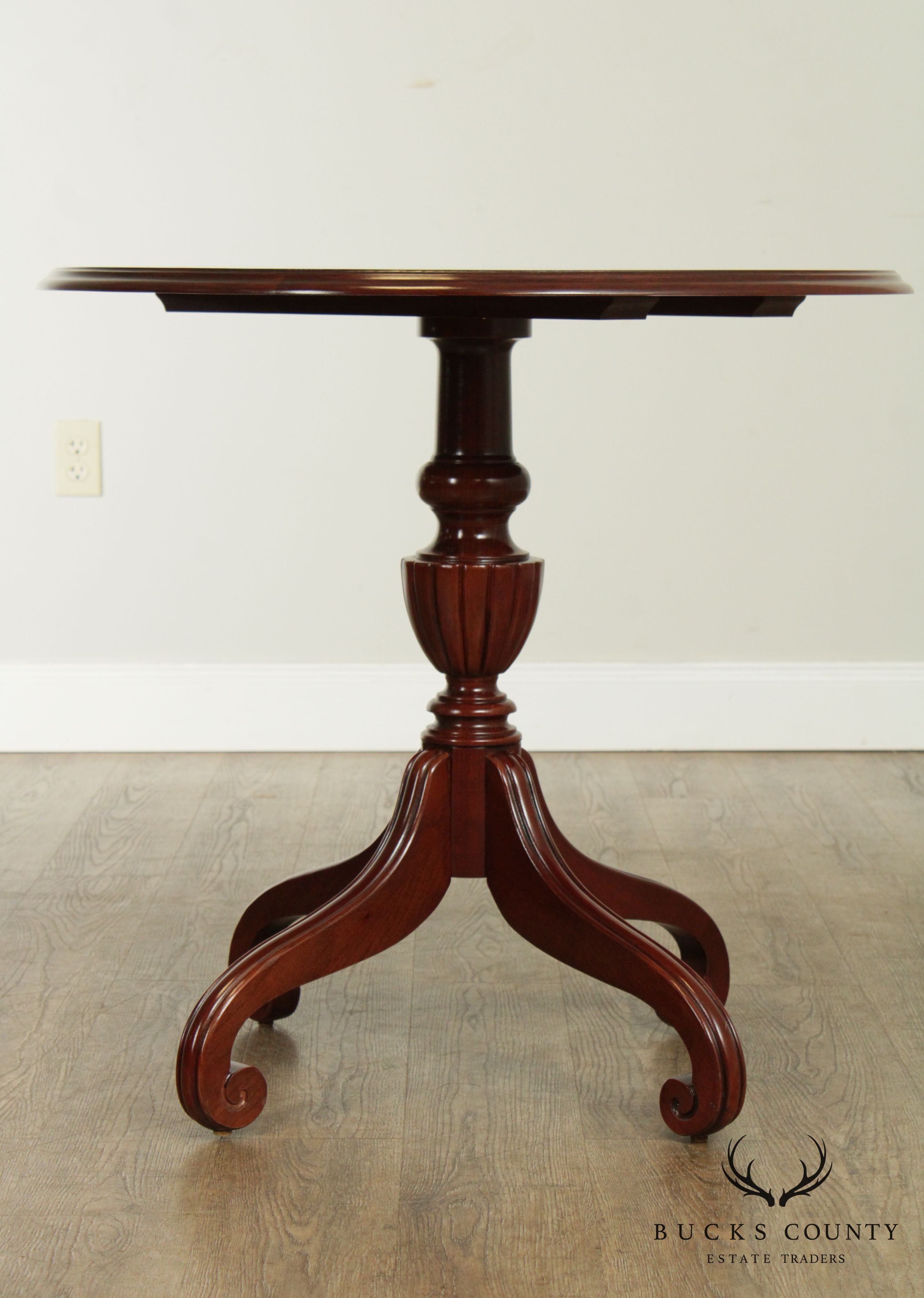 Ethan Allen Georgian Court Round Cherry Pedestal Side Table