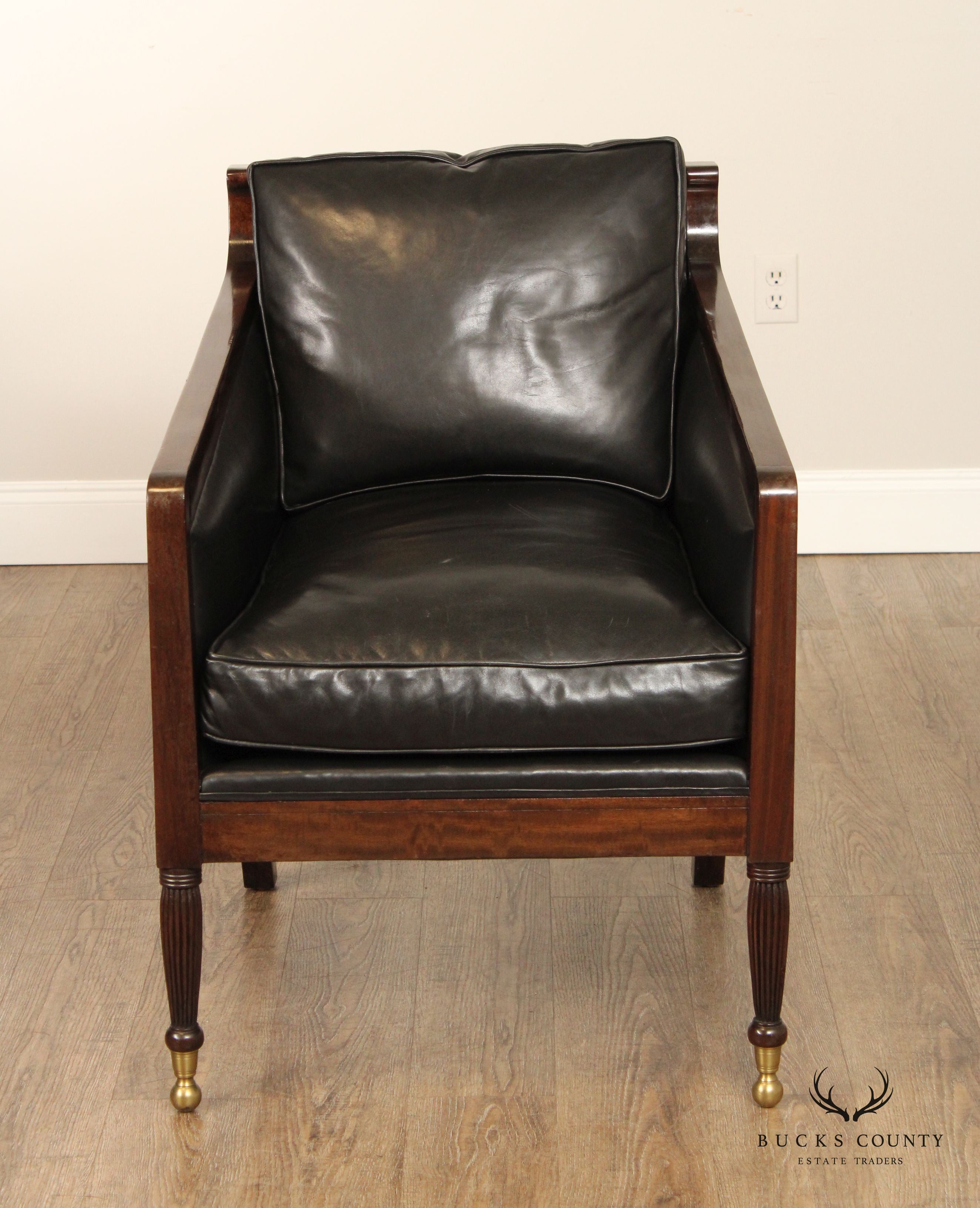 Dessin Fournir 'Nelson' Leather Bergere Lounge Chair