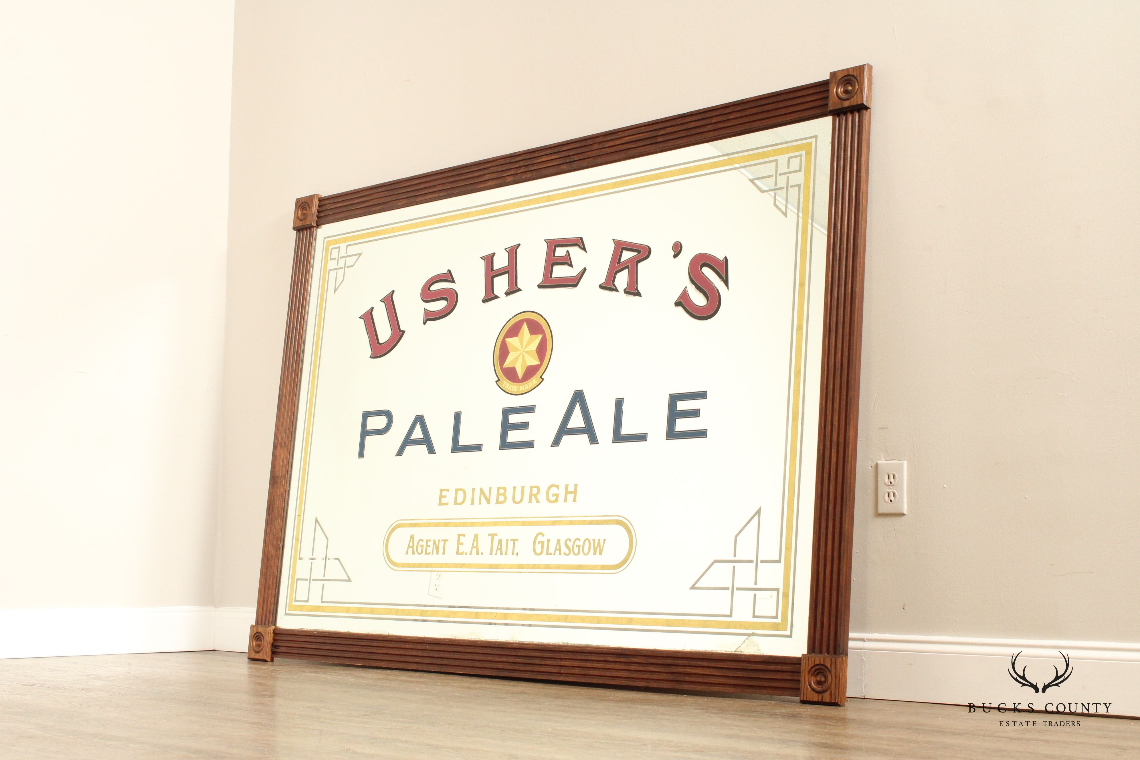 USHERS PALE ALE LARGE REVERSE PAINTED BAR MIRROR