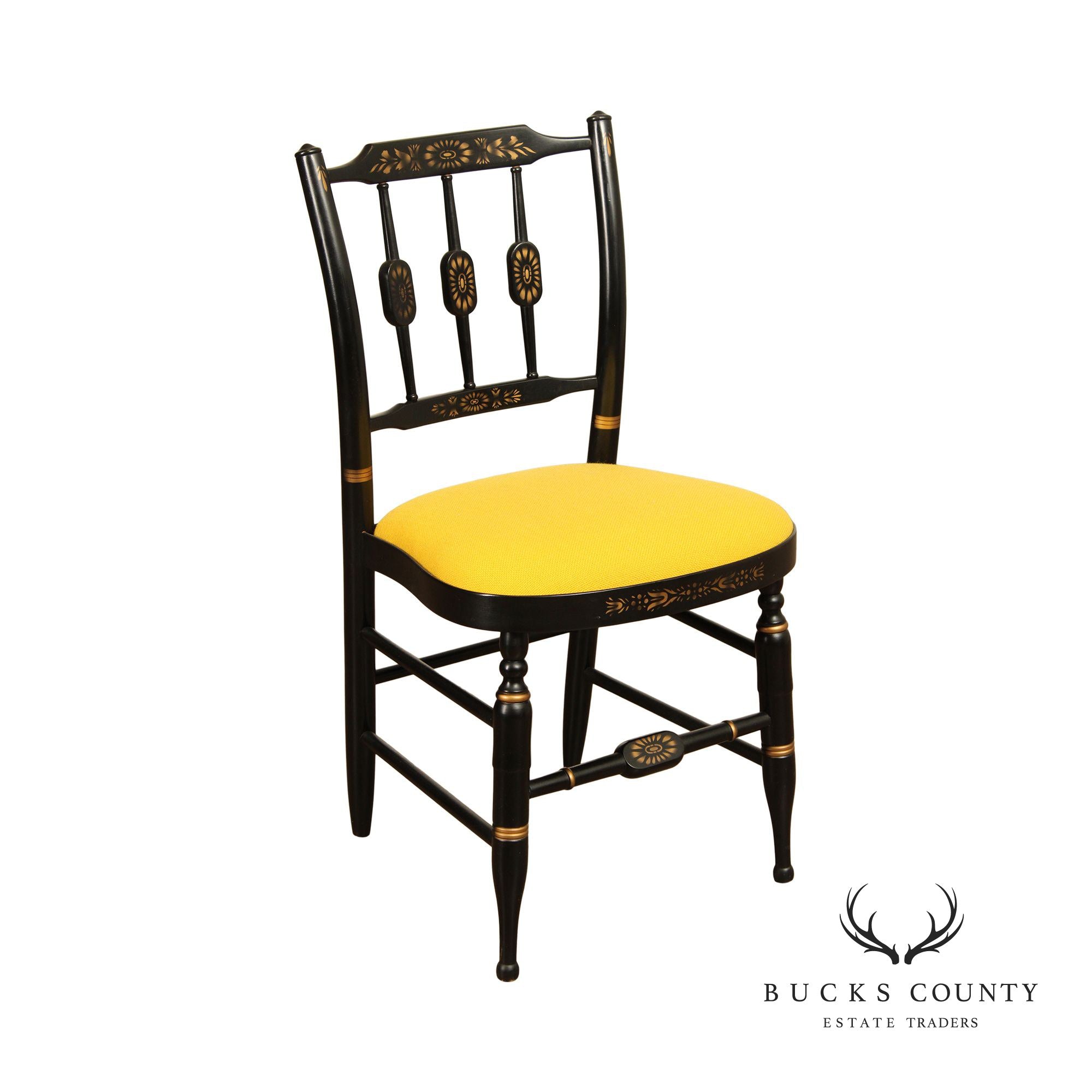 L. Hitchcock Black and Gold Stencil-Decorated Side Chair