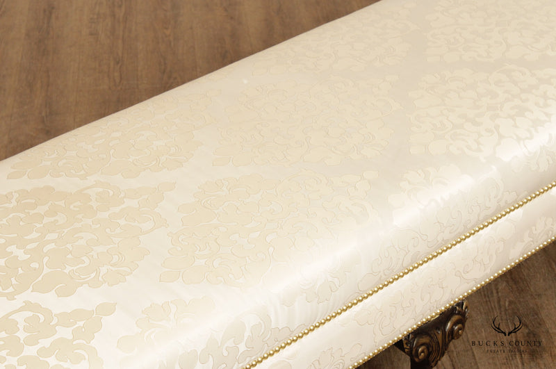 Chippendale Style Upholstered Long Upholstered End of Bed or Window Bench