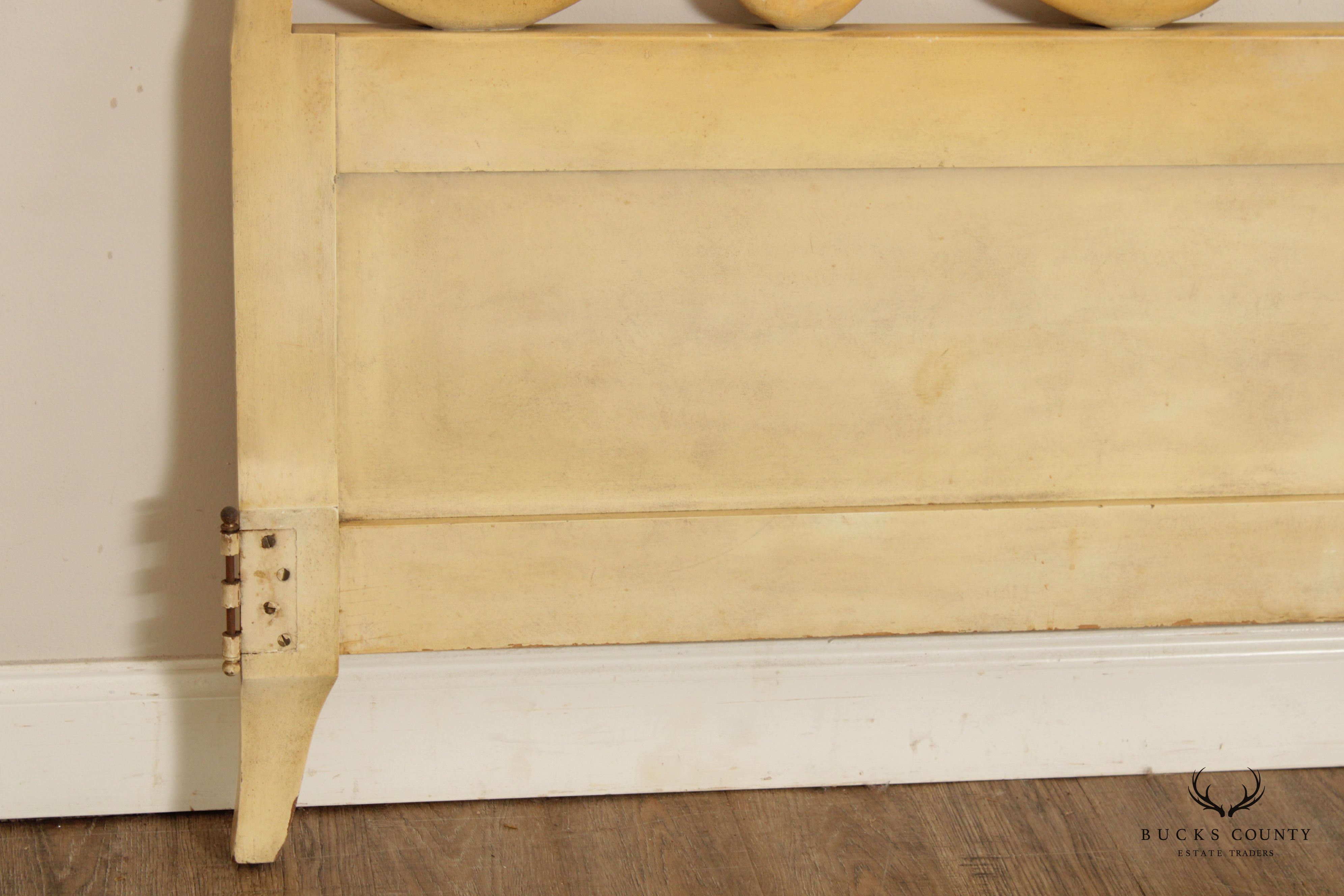 Hollywood Regency Cream Painted King Size Headboard