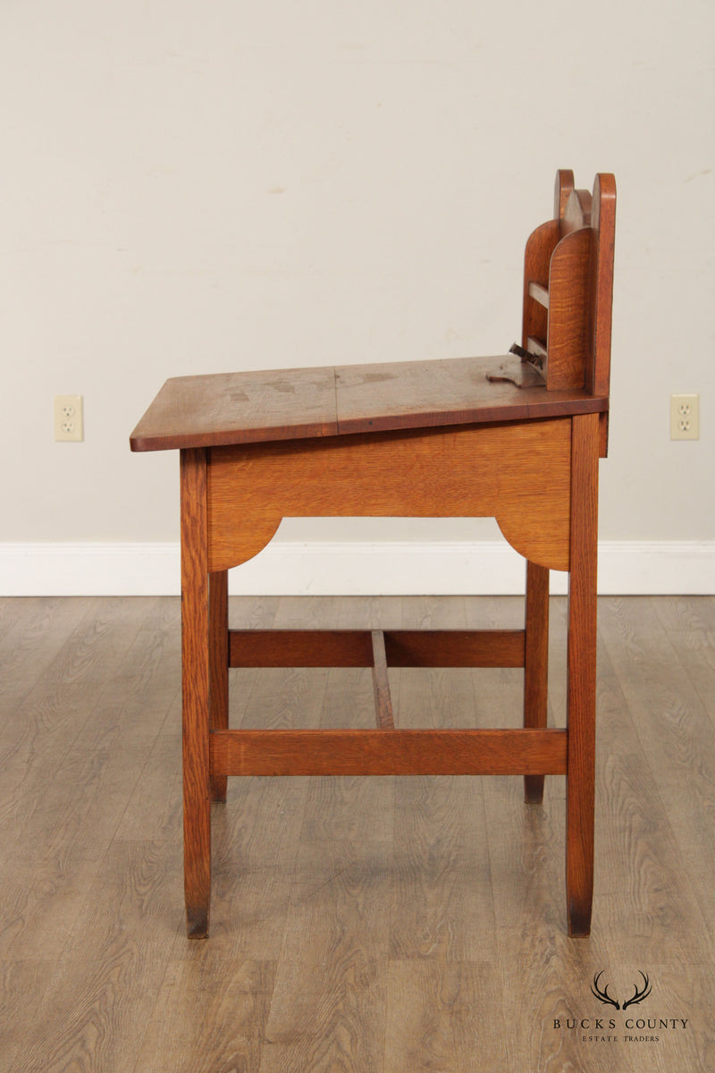 Stickley Brothers Quaint Antique Arts & Crafts Oak Inlaid Writing Desk
