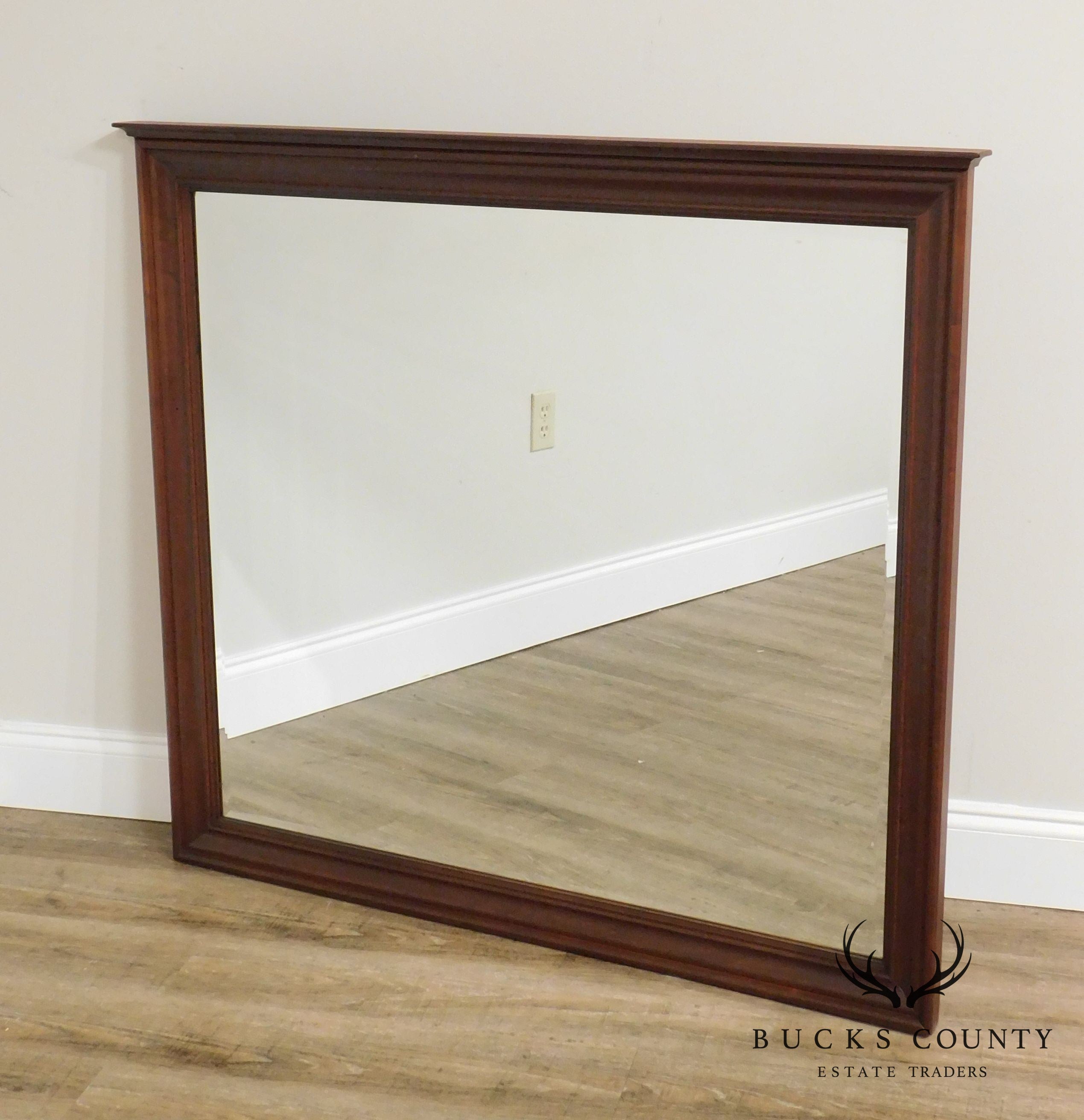 Traditional Cherry Wood Frame Beveled Mirror