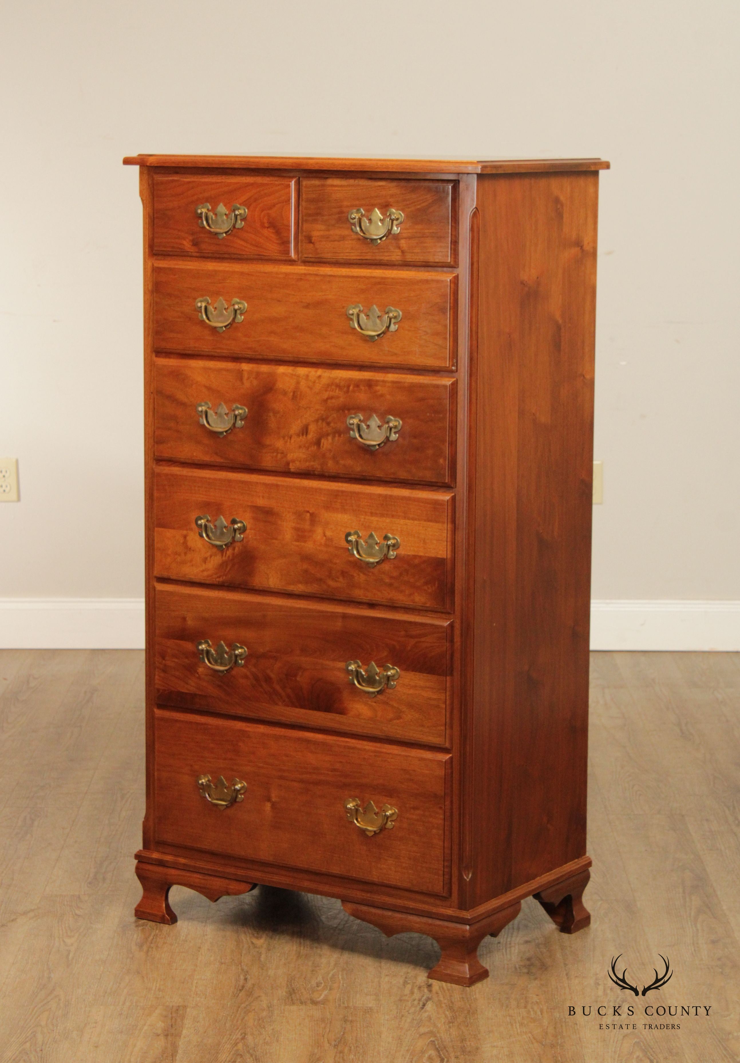 Chippendale Style Custom Crafted Solid Walnut Tall Chest