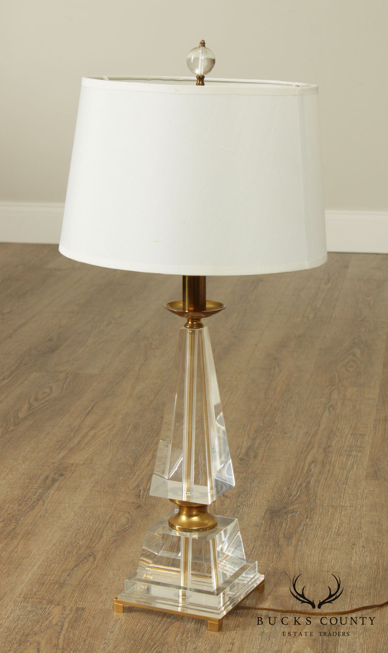 Quality Luerte and Brass Obelisk Table Lamp