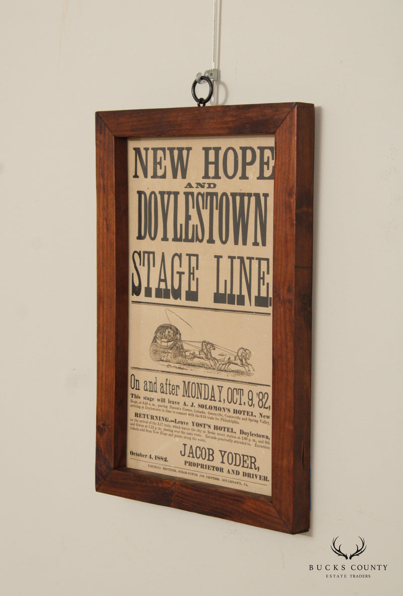 New Hope and Doylestown Stage Line Original Advertisement