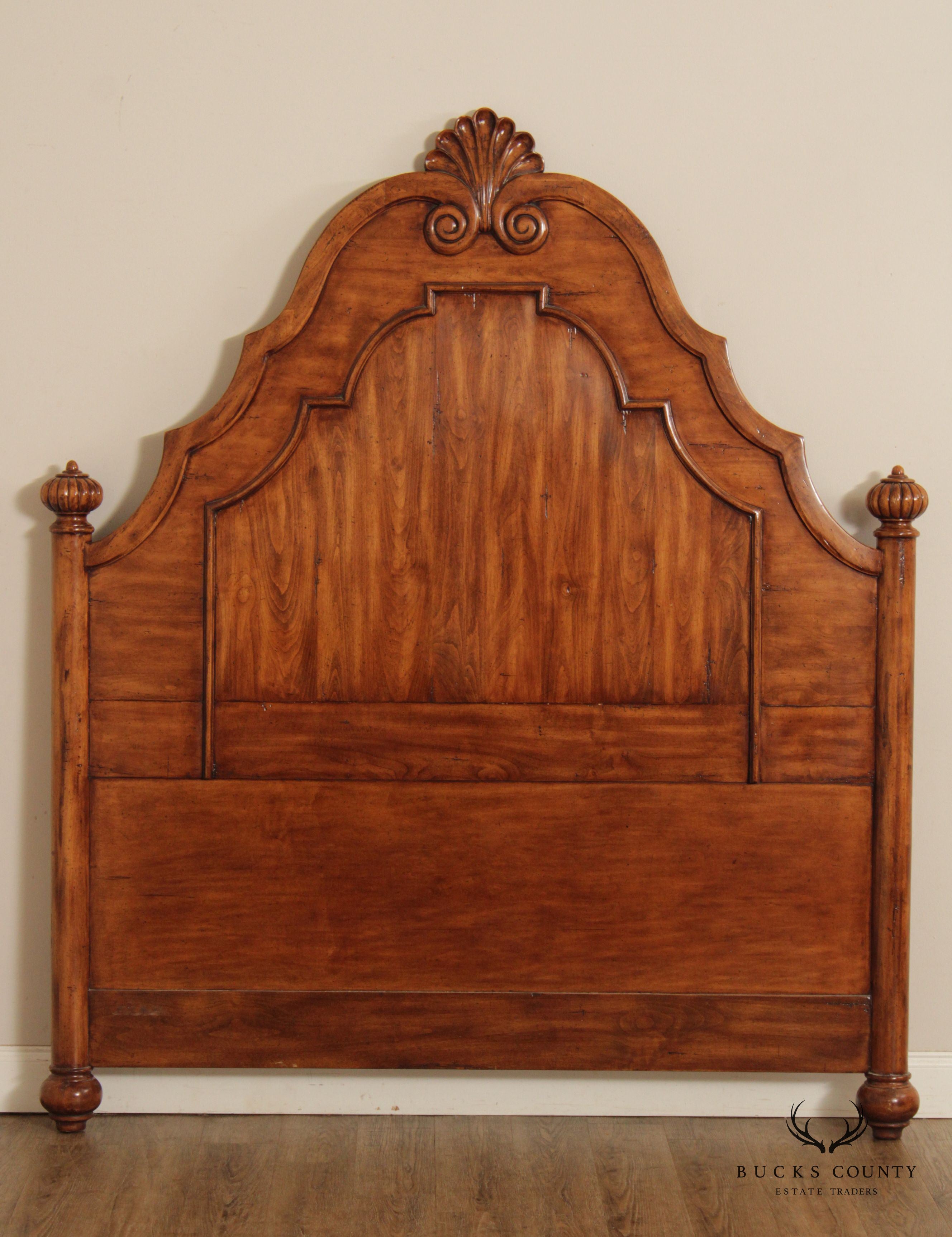 Bausman & Co. Italian Provincial Style Carved Walnut Queen Headboard