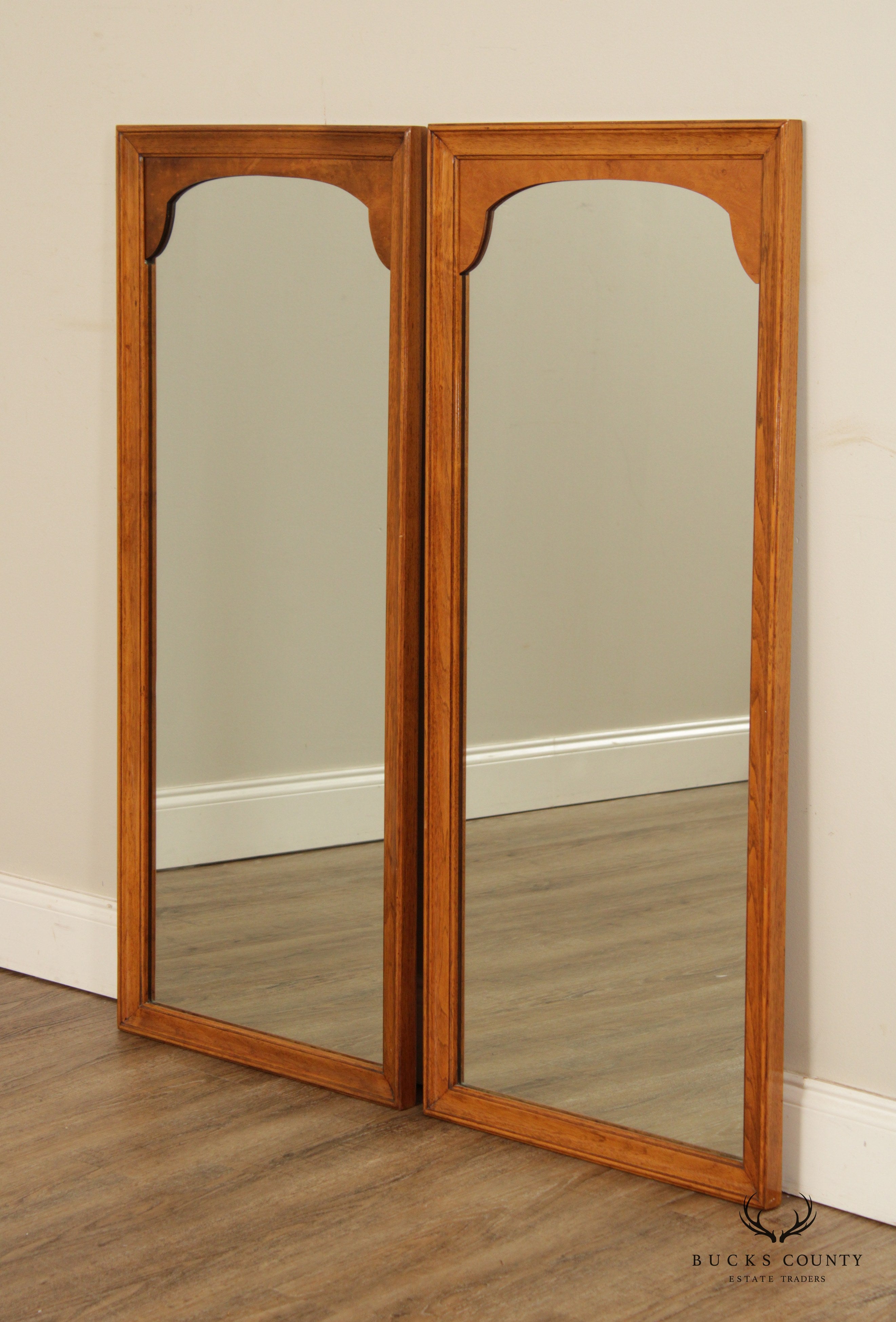 Mid Century Modern Pair of Burlwood Mirrors