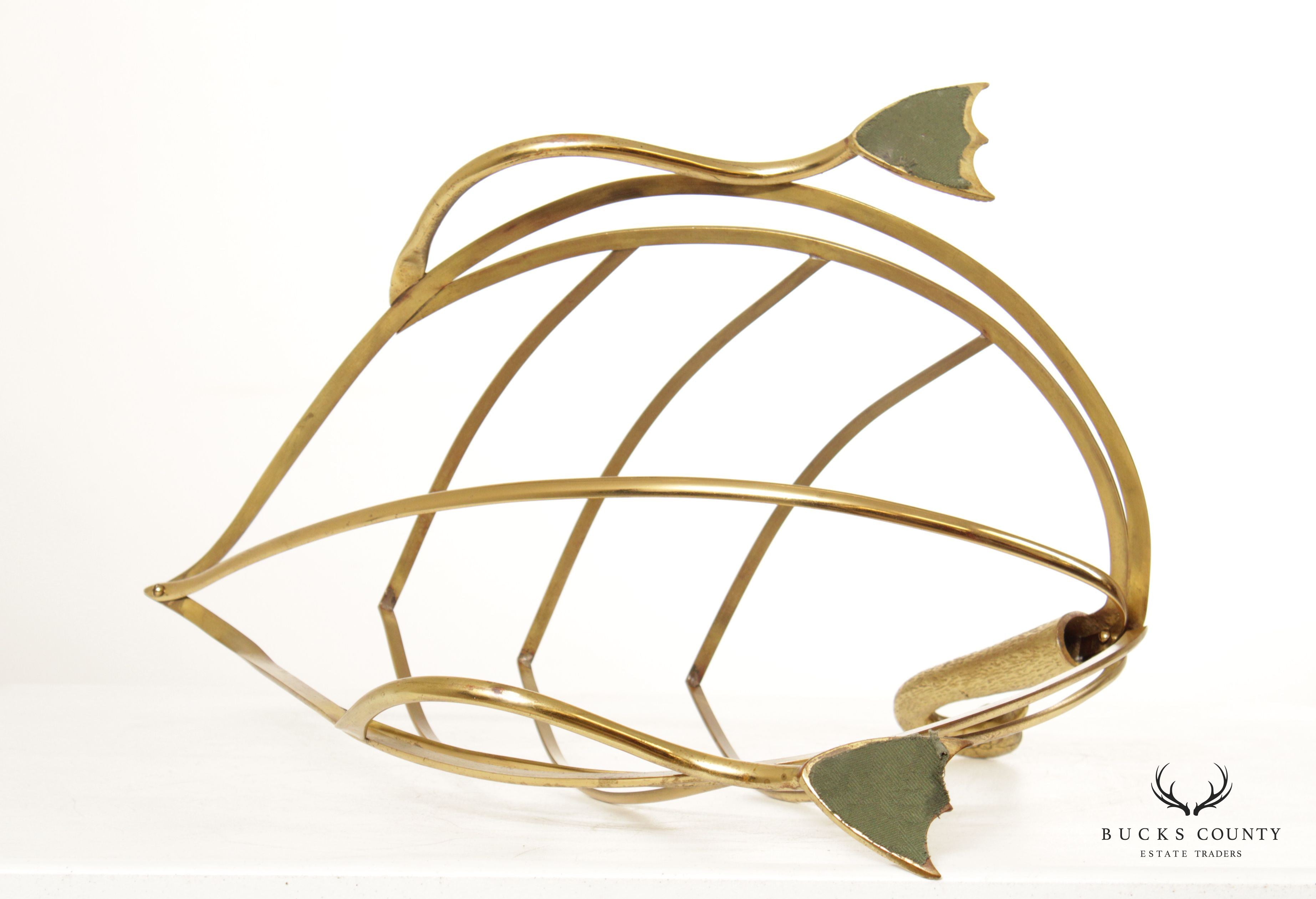 Vintage Italian Brass Swan Magazine Rack