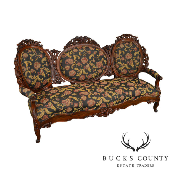 Rococo Revival Fine Carved Rosewood Sofa