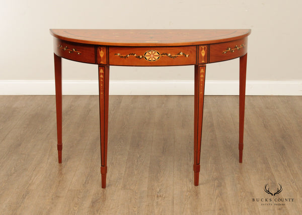 Adams Style Painted Satinwood Demilune Console Table