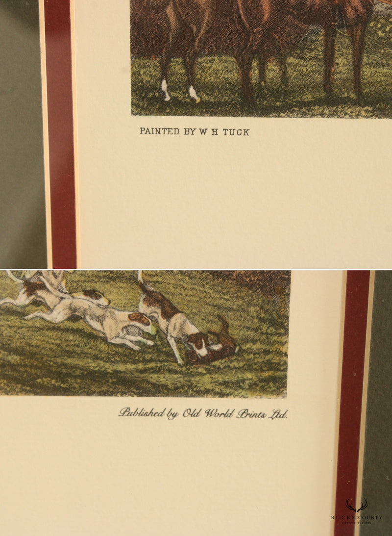 English Pair Hunting Scene Colored Prints, After W. H. Tuck
