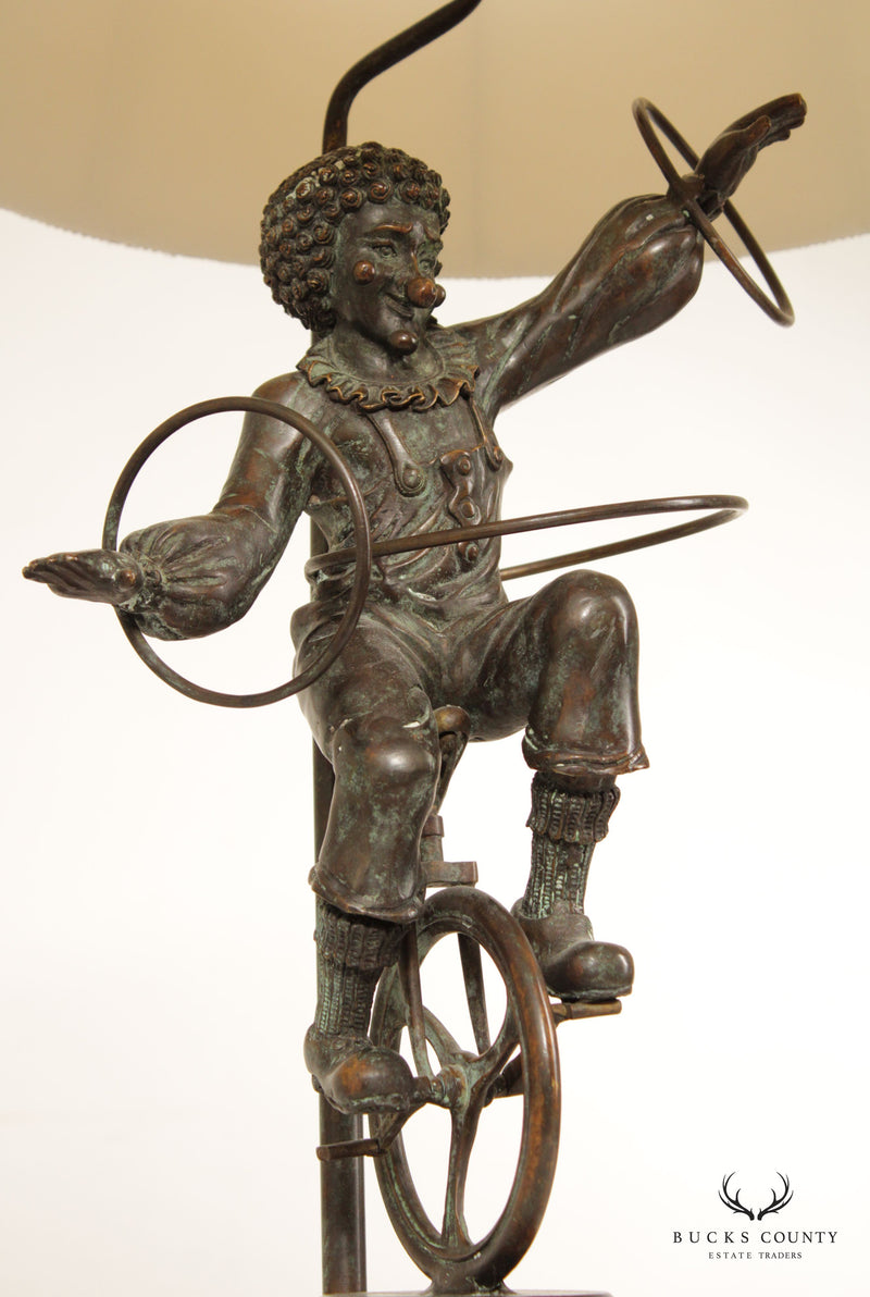 Bronze Unicycle Clown Table Lamp