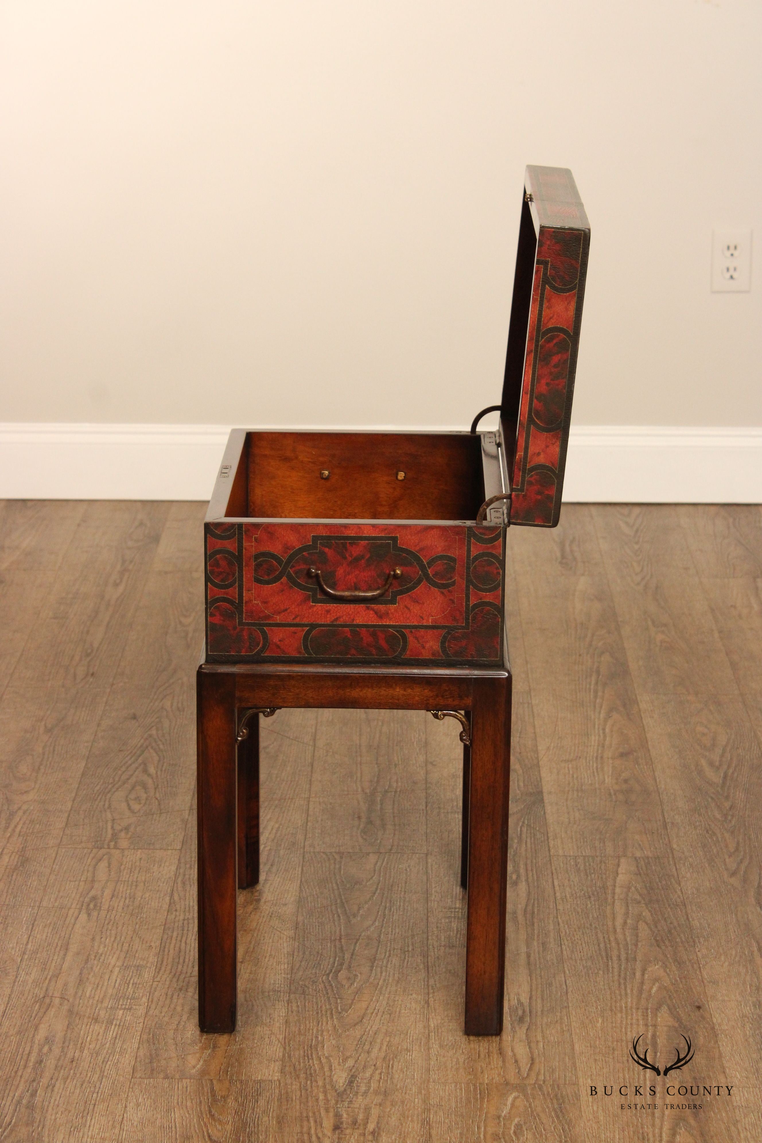 Maitland Smith Georgian Style Lacquered Chest on Stand