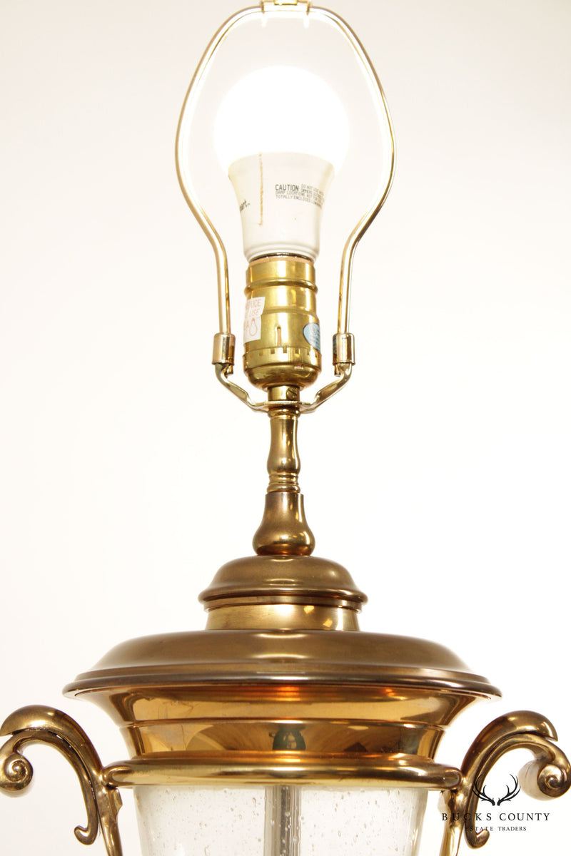 Chapman Pair of Glass and Brass Vasiform Table Lamps
