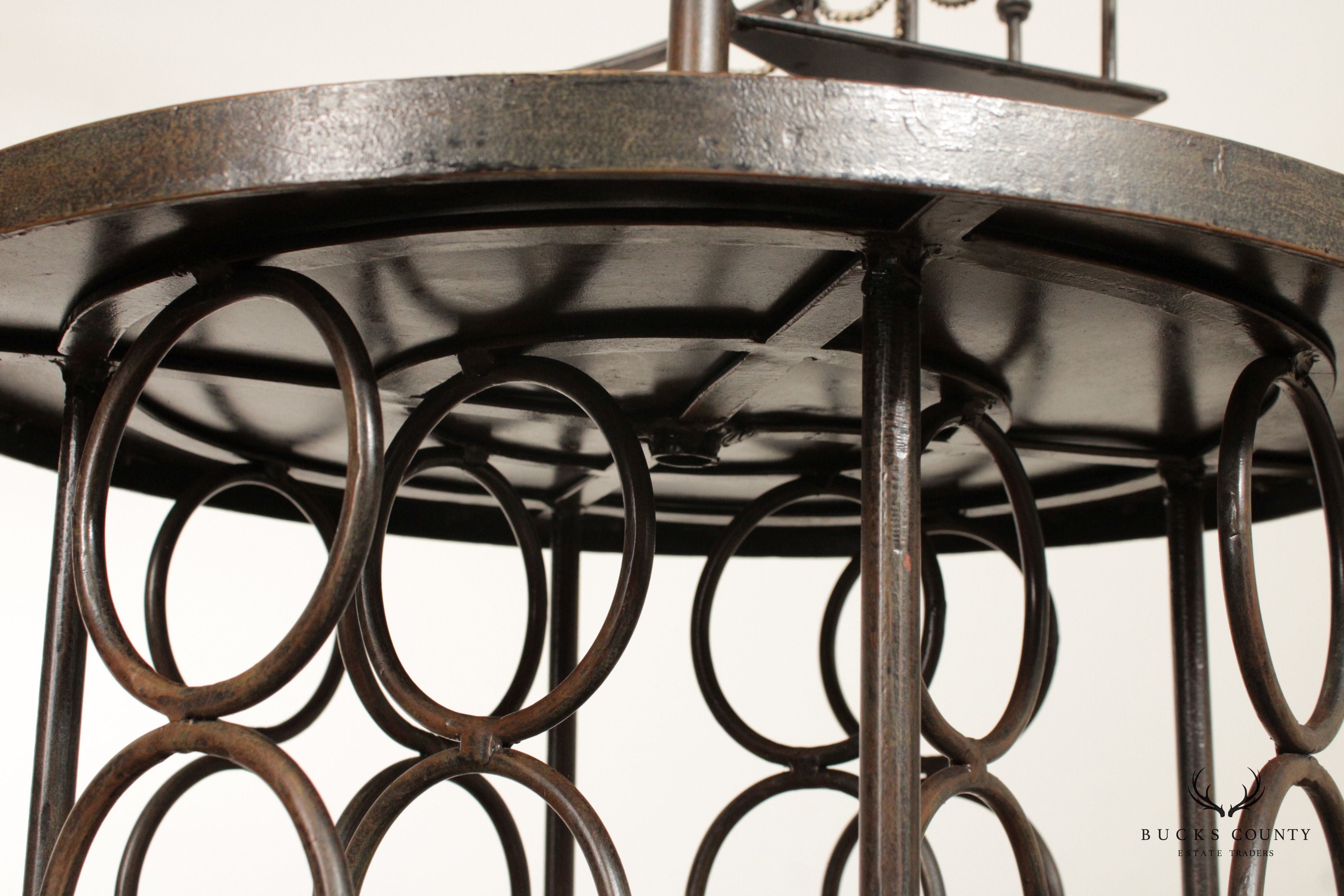 QUALITY WROUGHT IRON SPIRAL STAIRCASE ETAGERE WINE RACK