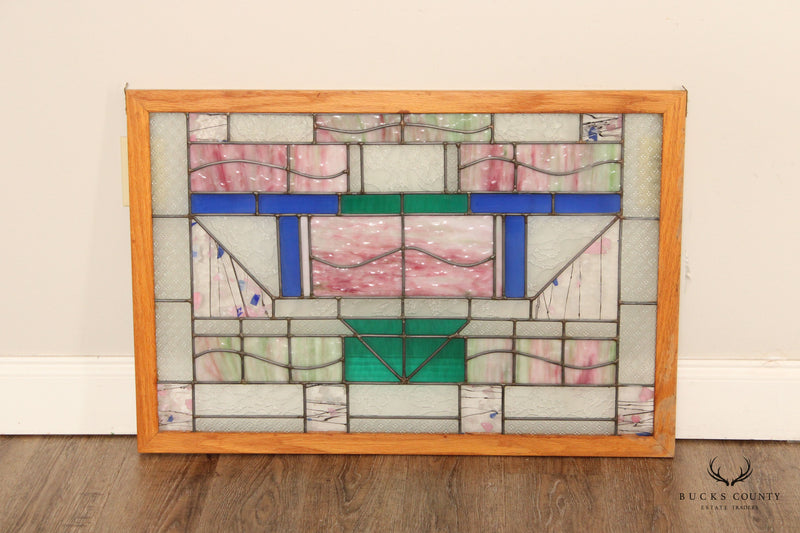 Arts and Crafts Style Stained Glass Panel or Transom