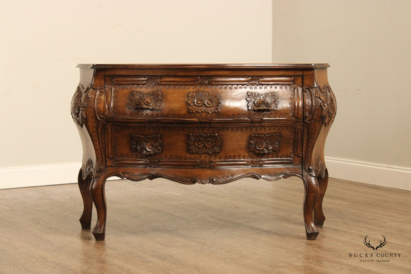 Italian Provincial Style Floral Carved Bombe Chest