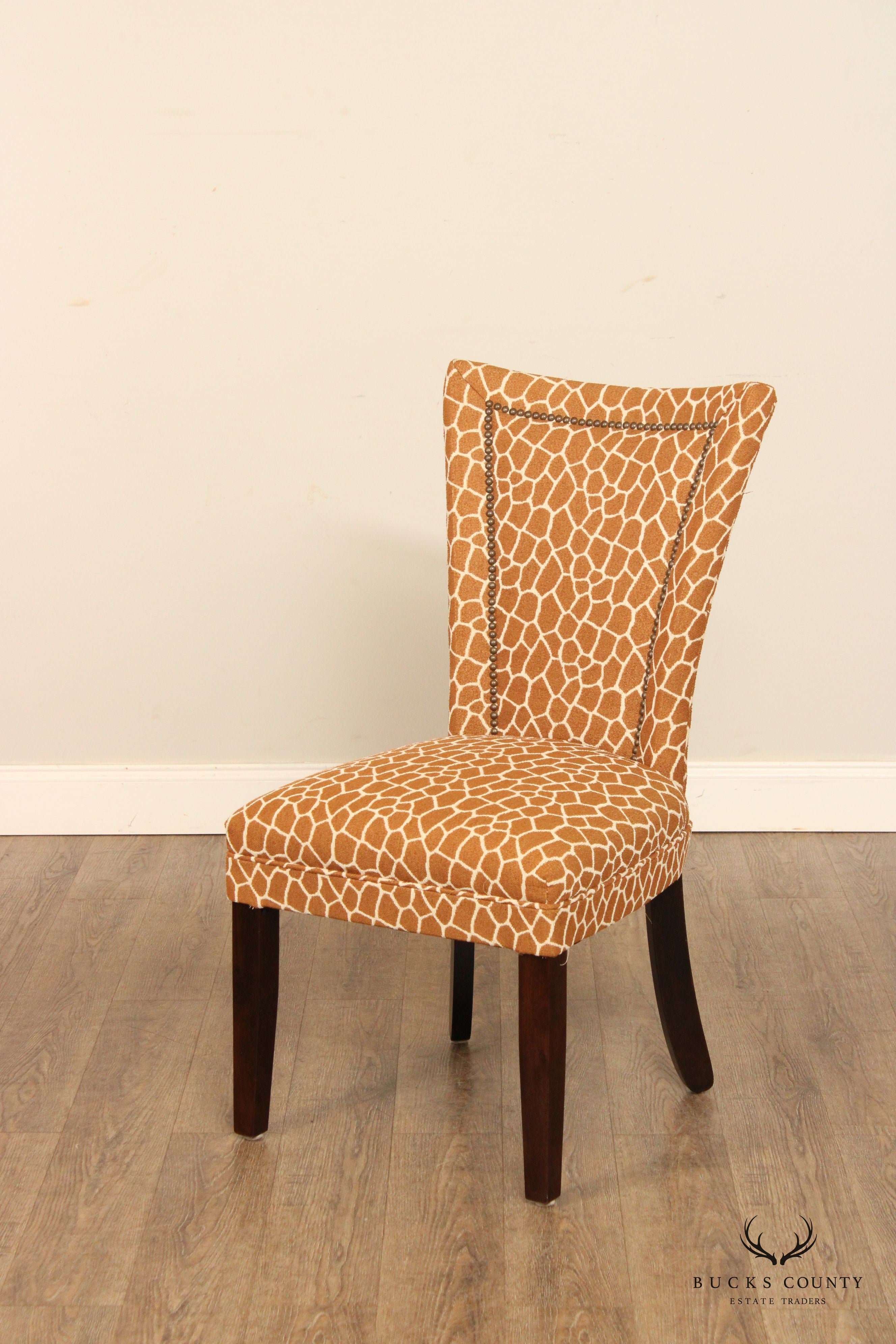 Transitional Style Pair Custom Upholstered Side Chairs