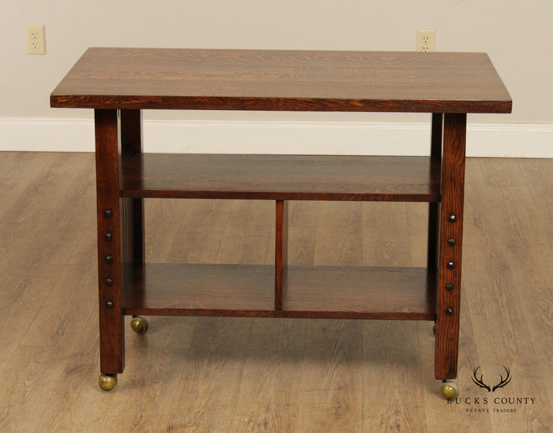 Antique Arts & Crafts Mission Oak Library Table, Bookcase
