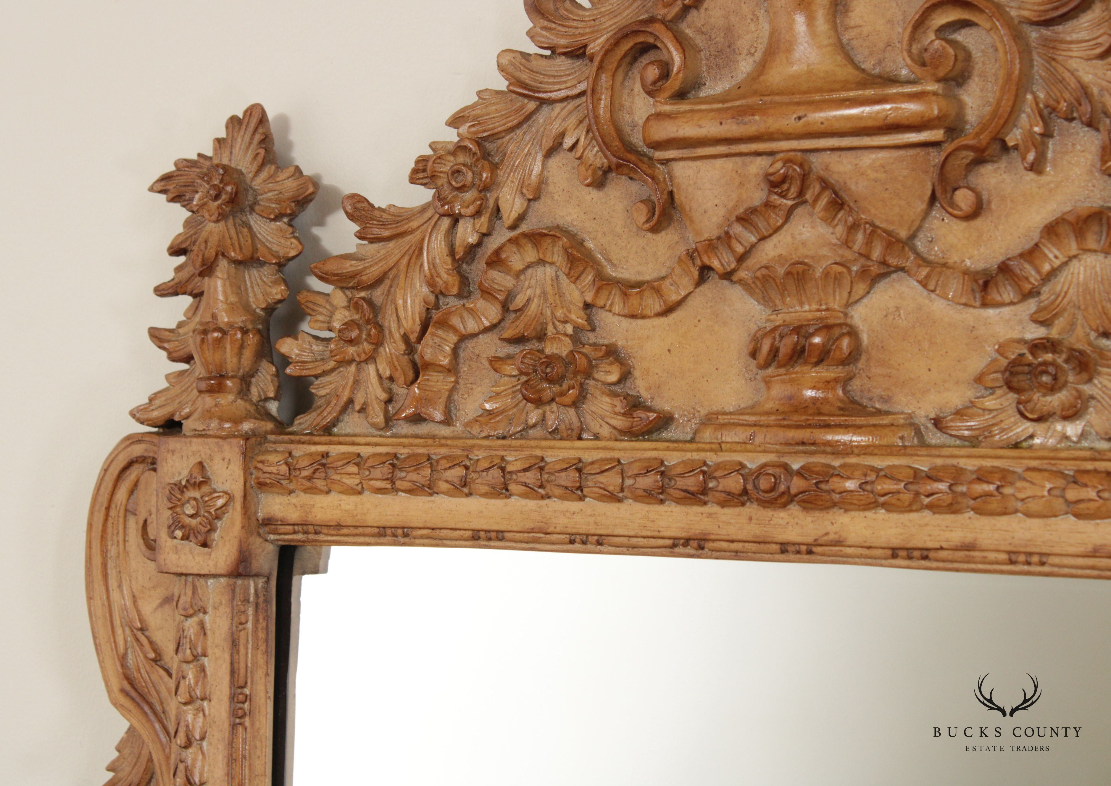 French Louis XVI Style Carved Wall Mirror