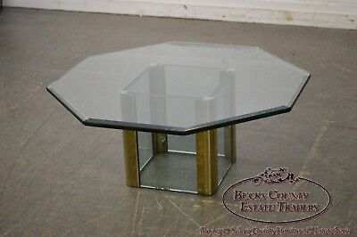 Leon Rosen for Pace Brass & Glass Octagonal Top Coffee Table