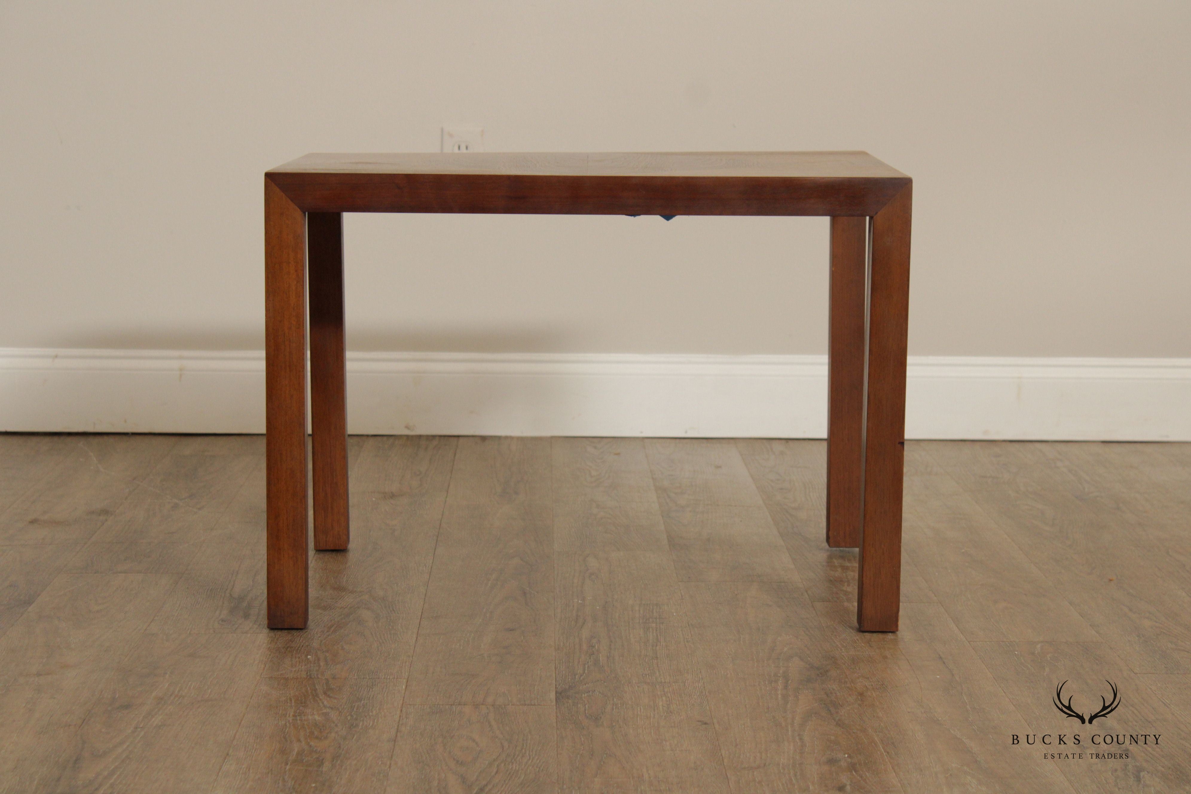 LANE MID CENTURY MODERN INLAID PARSONS STYLE SQUARE WALNUT SIDE TABLE