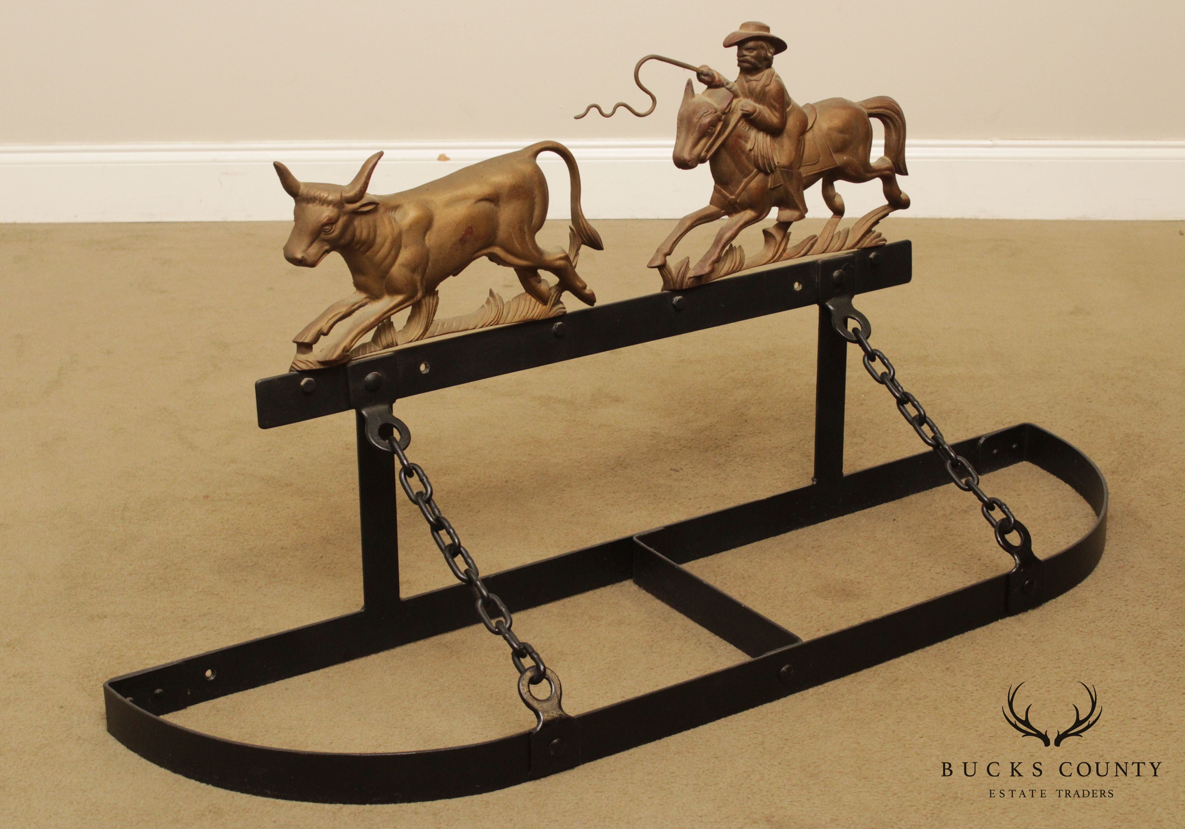 Vintage Western Wrought Iron Hanging Rack