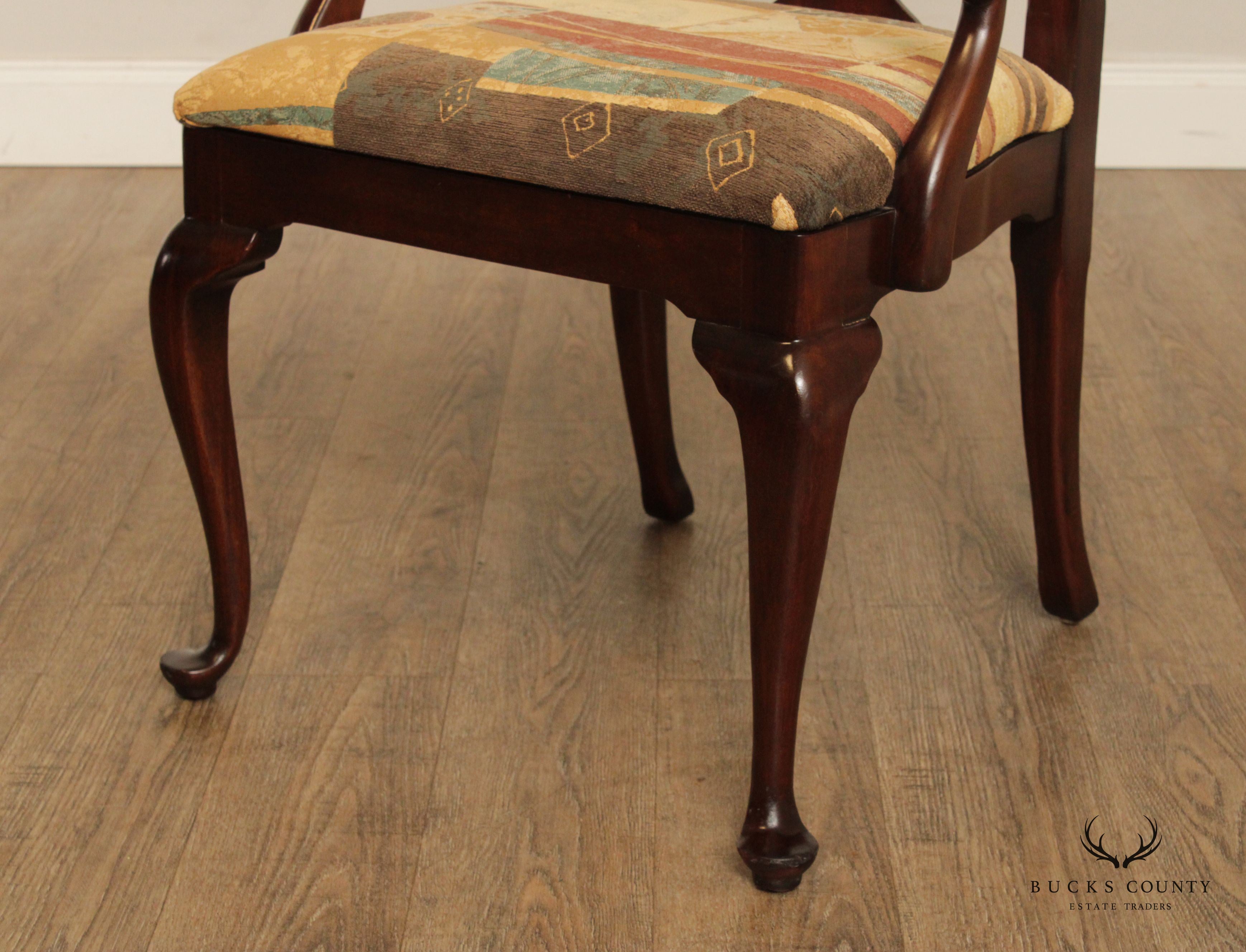 Queen Anne Style Set of Six Mahogany Dining Chairs