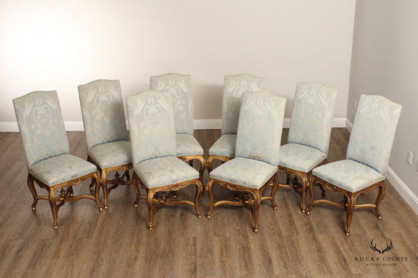 Minton-Spidell French Louis XV Style Set of Eight Carved Giltwood Dining Chairs