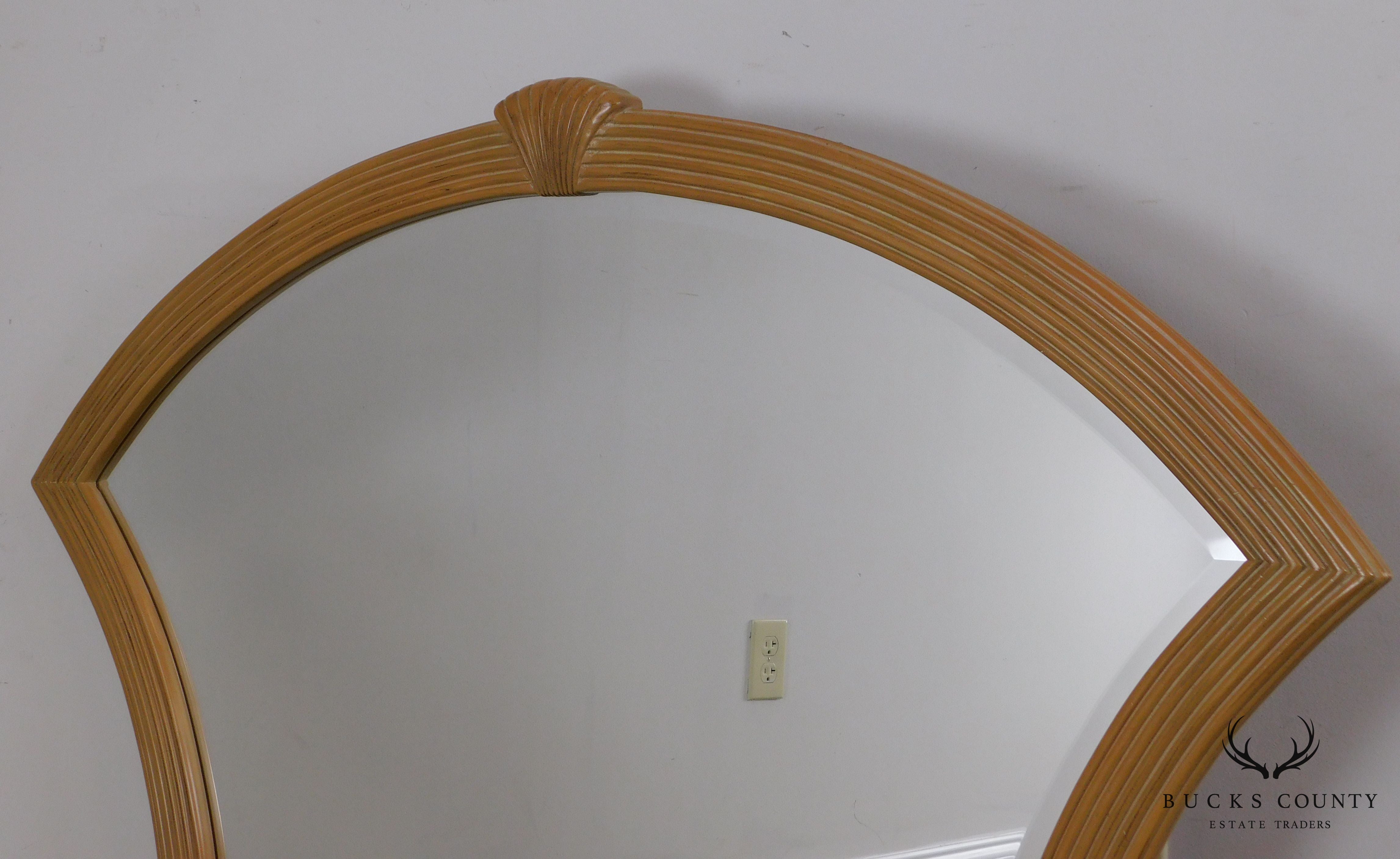 Berhardt Vintage Art Deco Style Shell Carved Frame Beveled Mirror