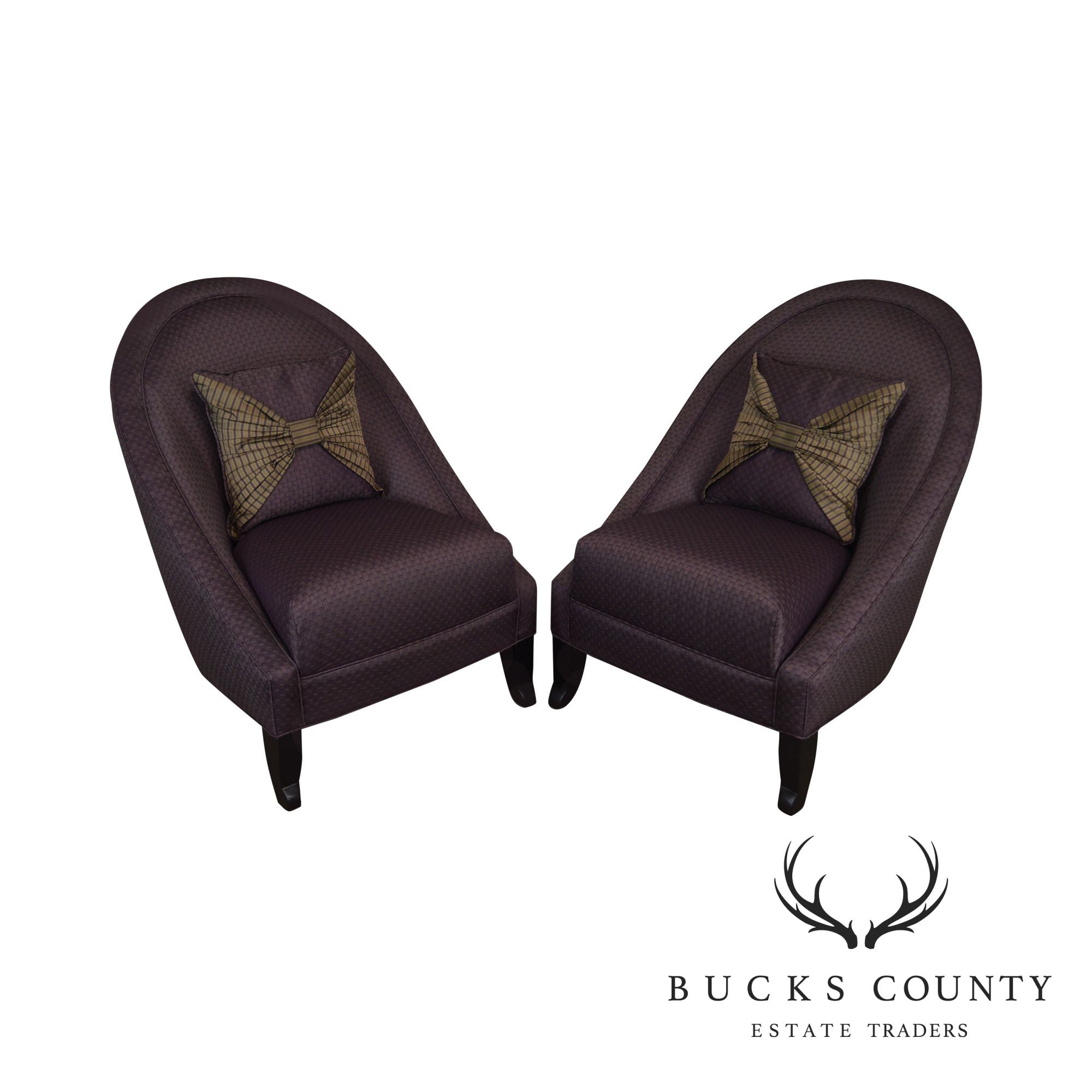 Directional Custom Purple Upholstered Pair of Club Chairs